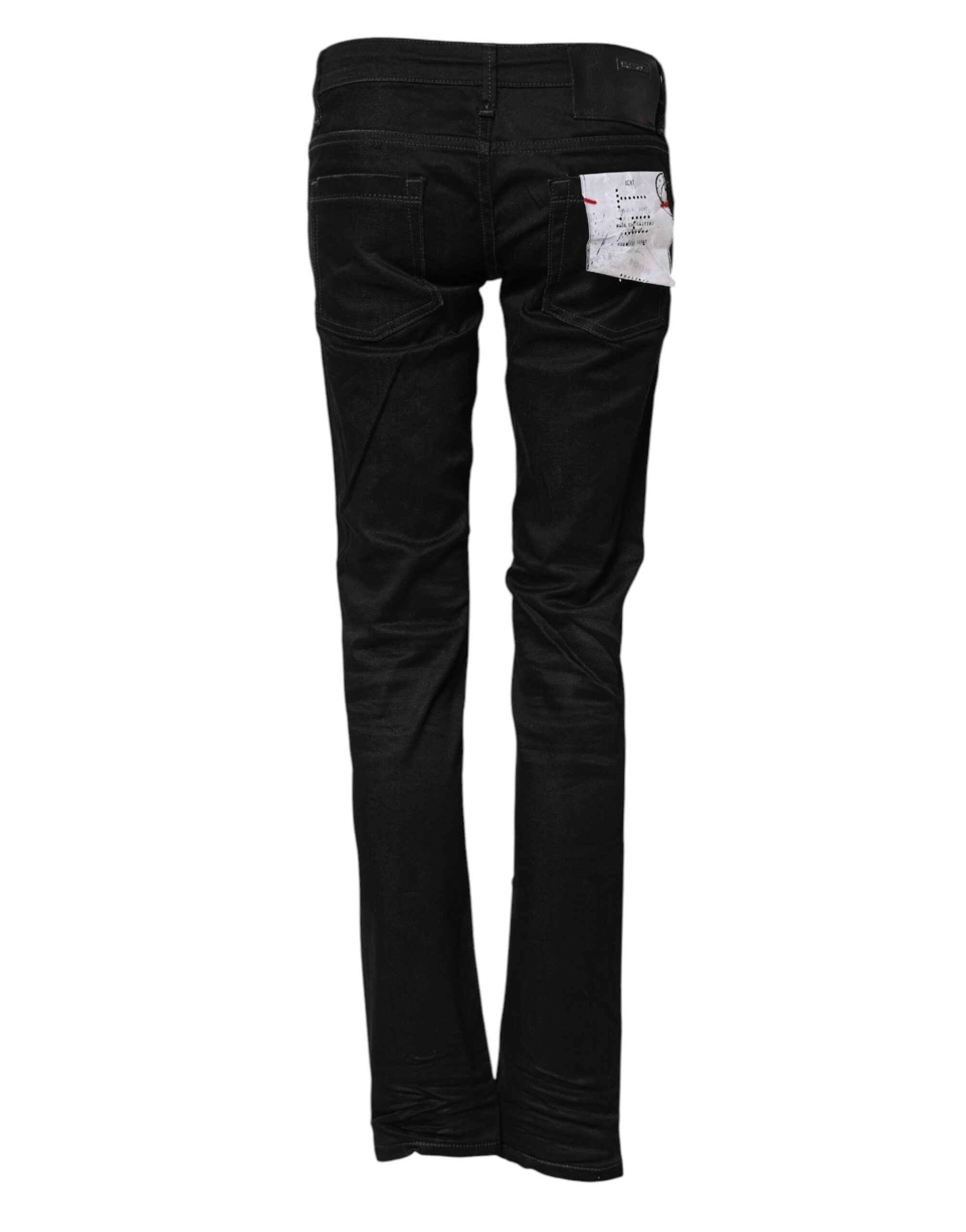 Black Cotton Slim Fit Denim Low Waist Denim Jeans - ventzia