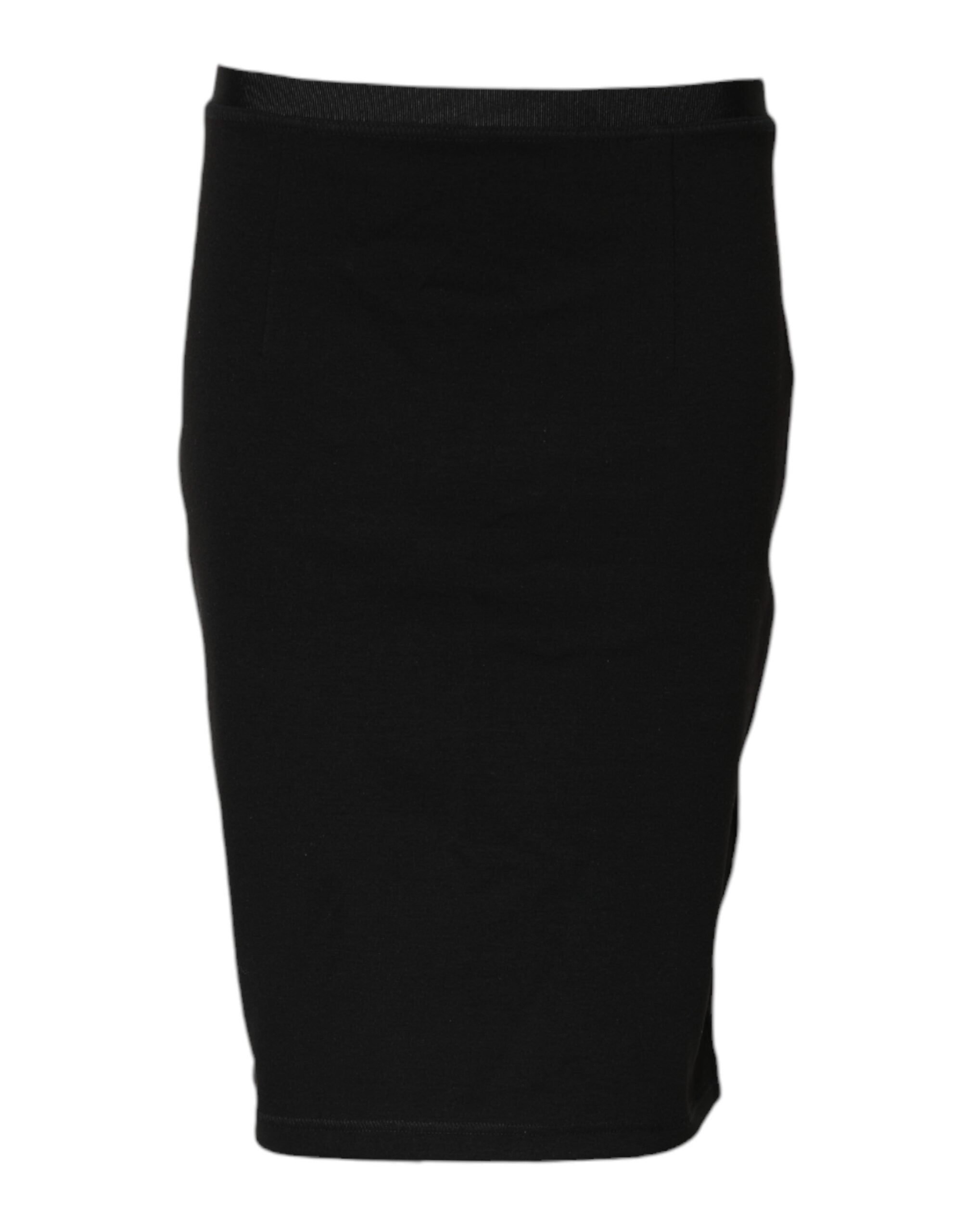 Black Polyester Pencil Cut Knee Length Skirt - ventzia