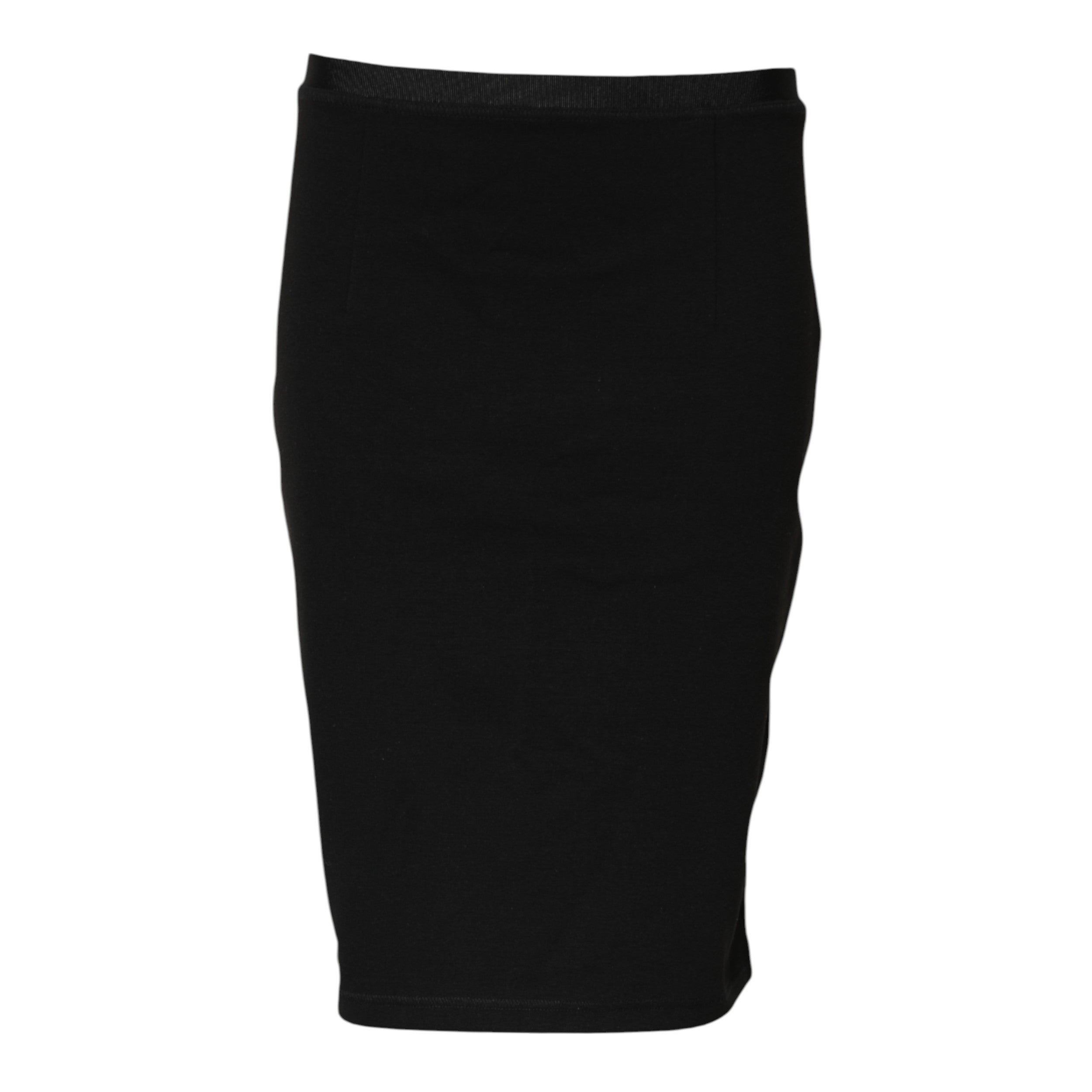 Black Polyester Pencil Cut Knee Length Skirt - ventzia