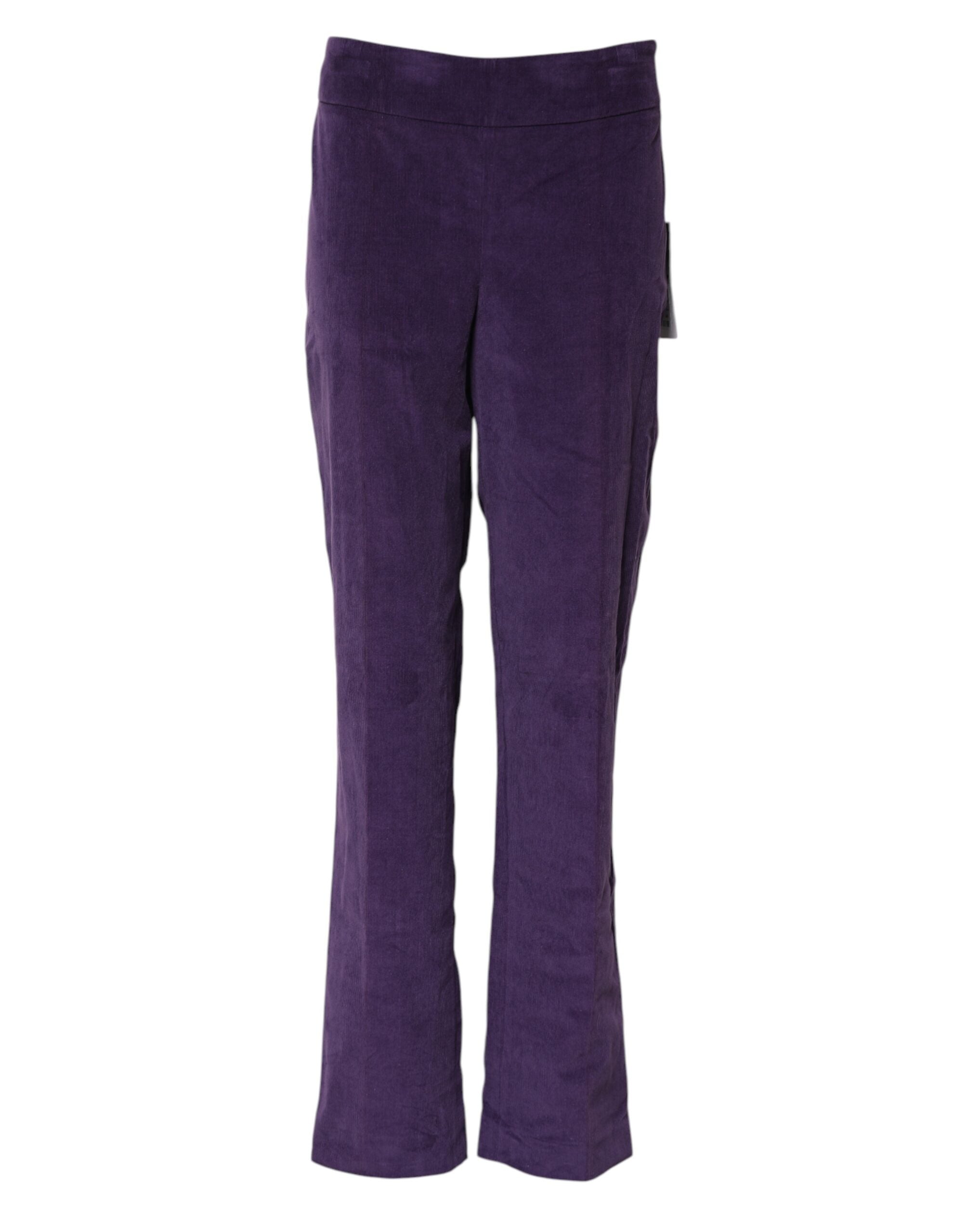 Purple High Waisted Flared Pants - ventzia