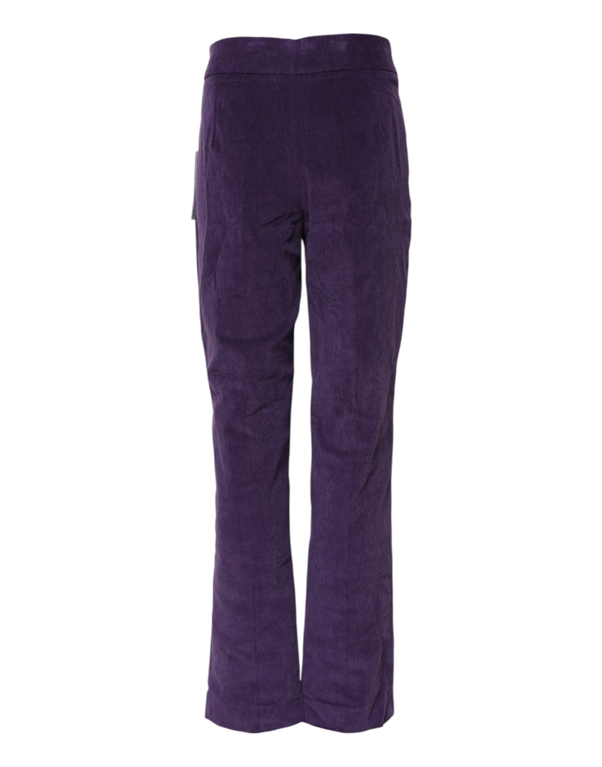 Purple High Waisted Flared Pants - ventzia
