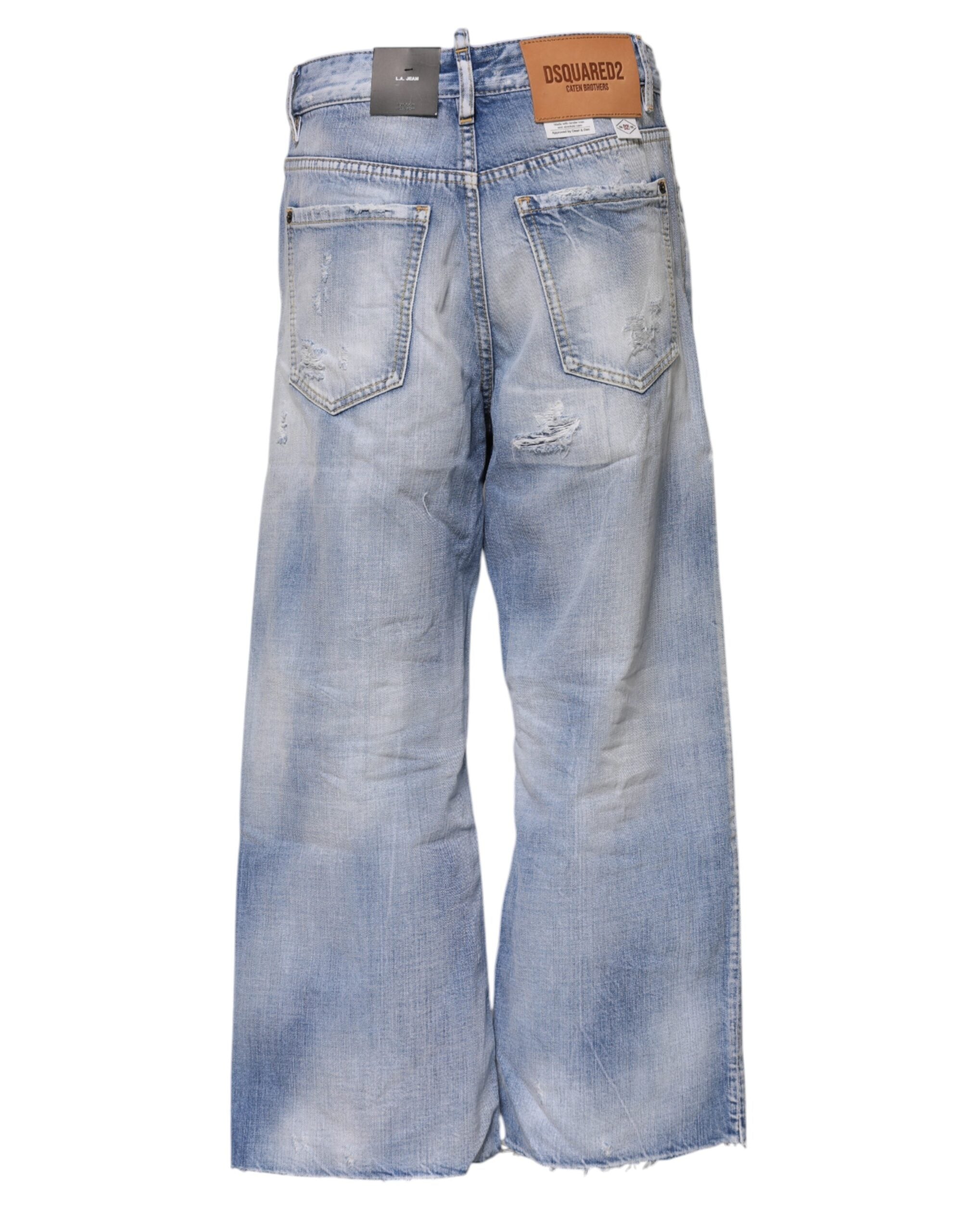 Blue Washed High Waist Wide Leg Jeans - ventzia