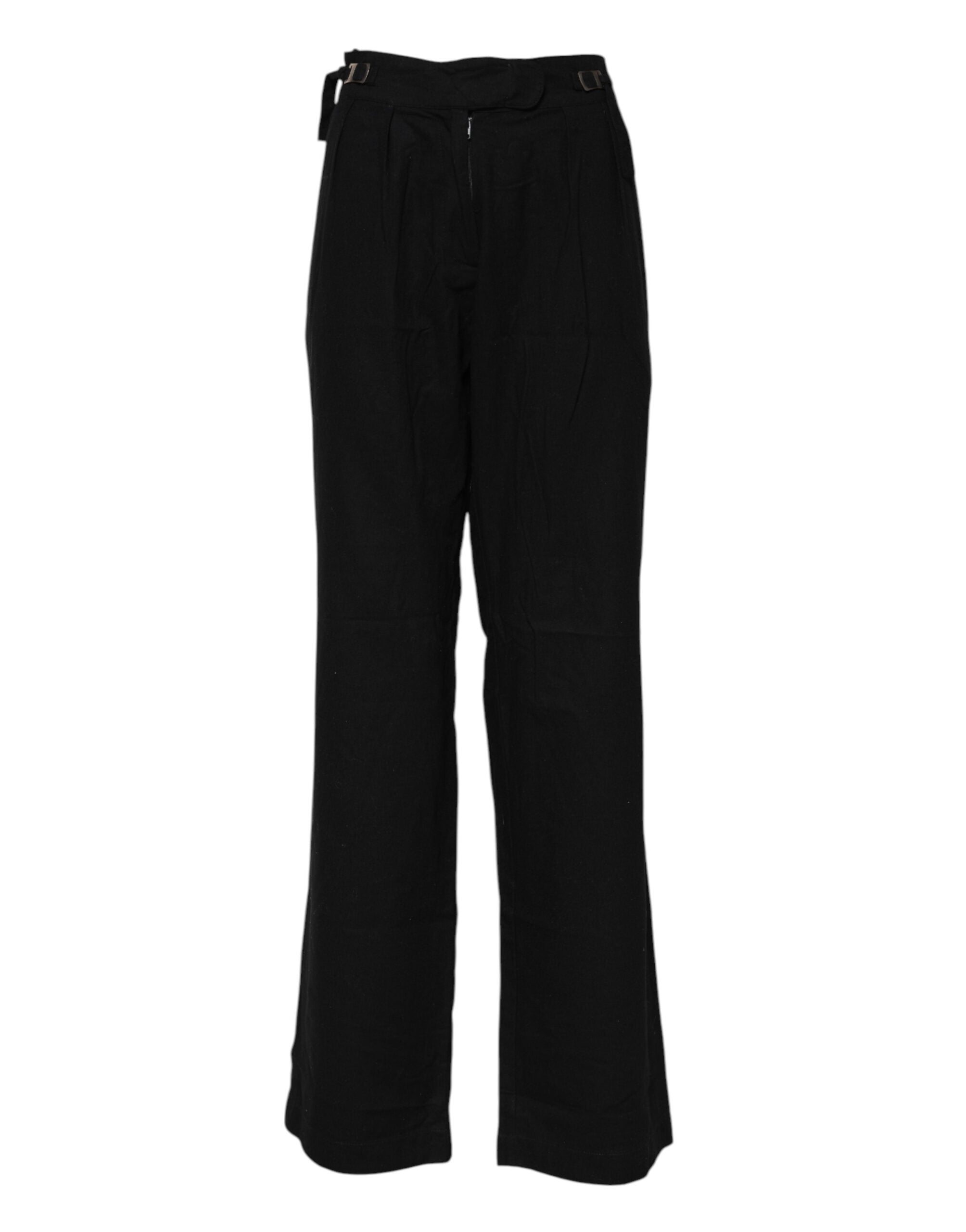 Black Straight Fit High Waist Pants - ventzia
