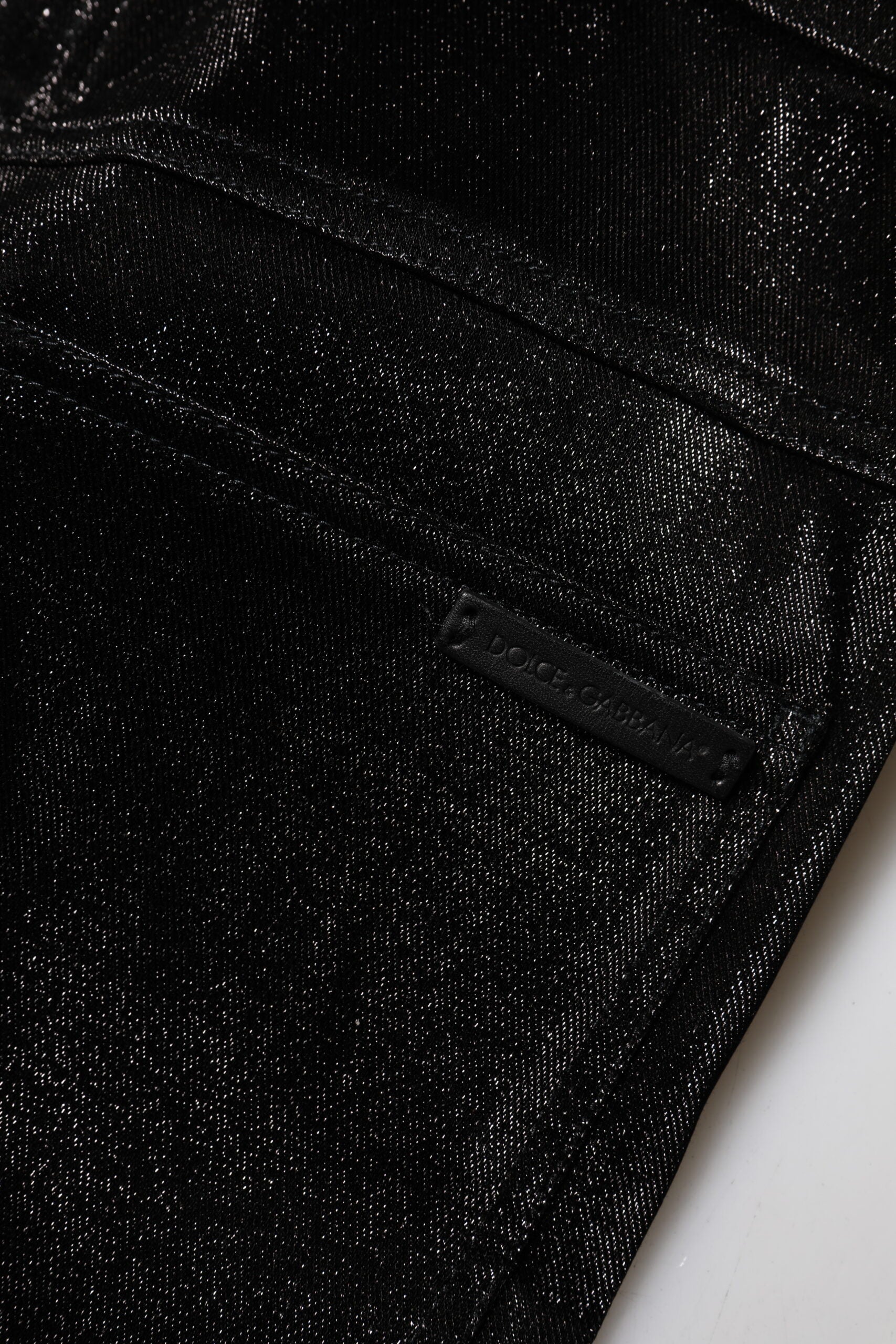 Black Cotton Stretch Silver Lurex Thread Pants - ventzia