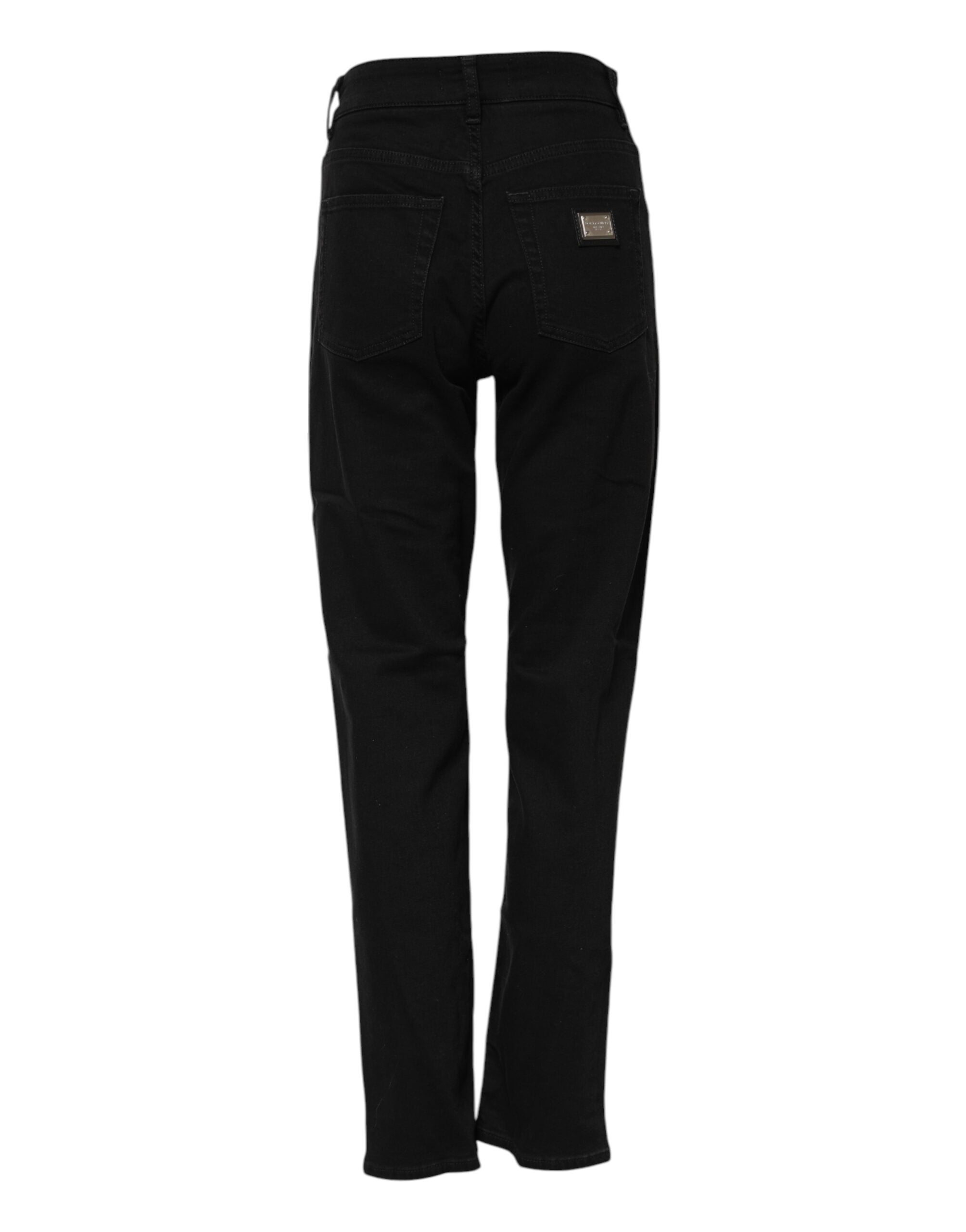 Black Boyfriend Cotton Mid Waist Denim Jeans - ventzia