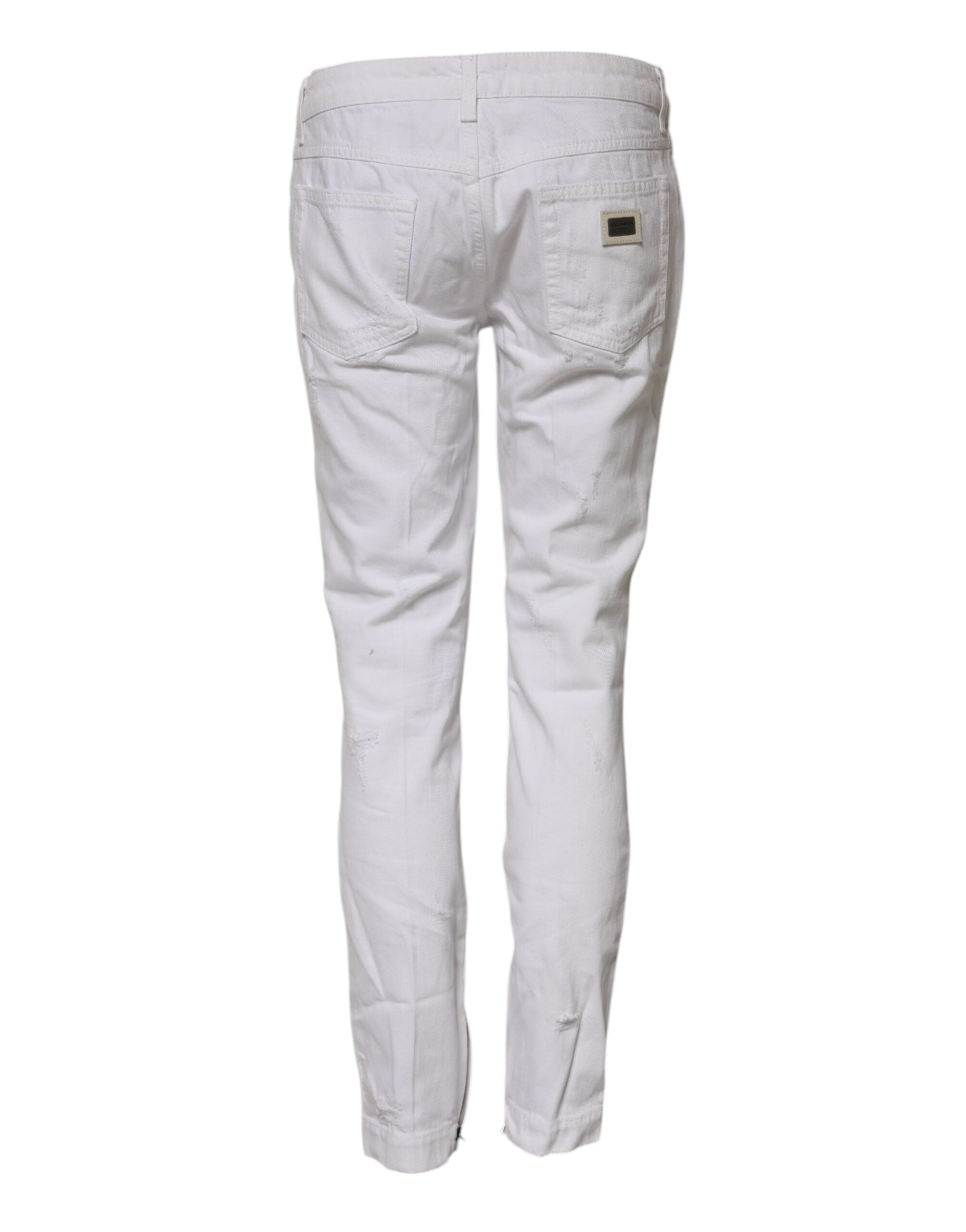 White Cotton Mid Waisted Women Denim Jeans - ventzia