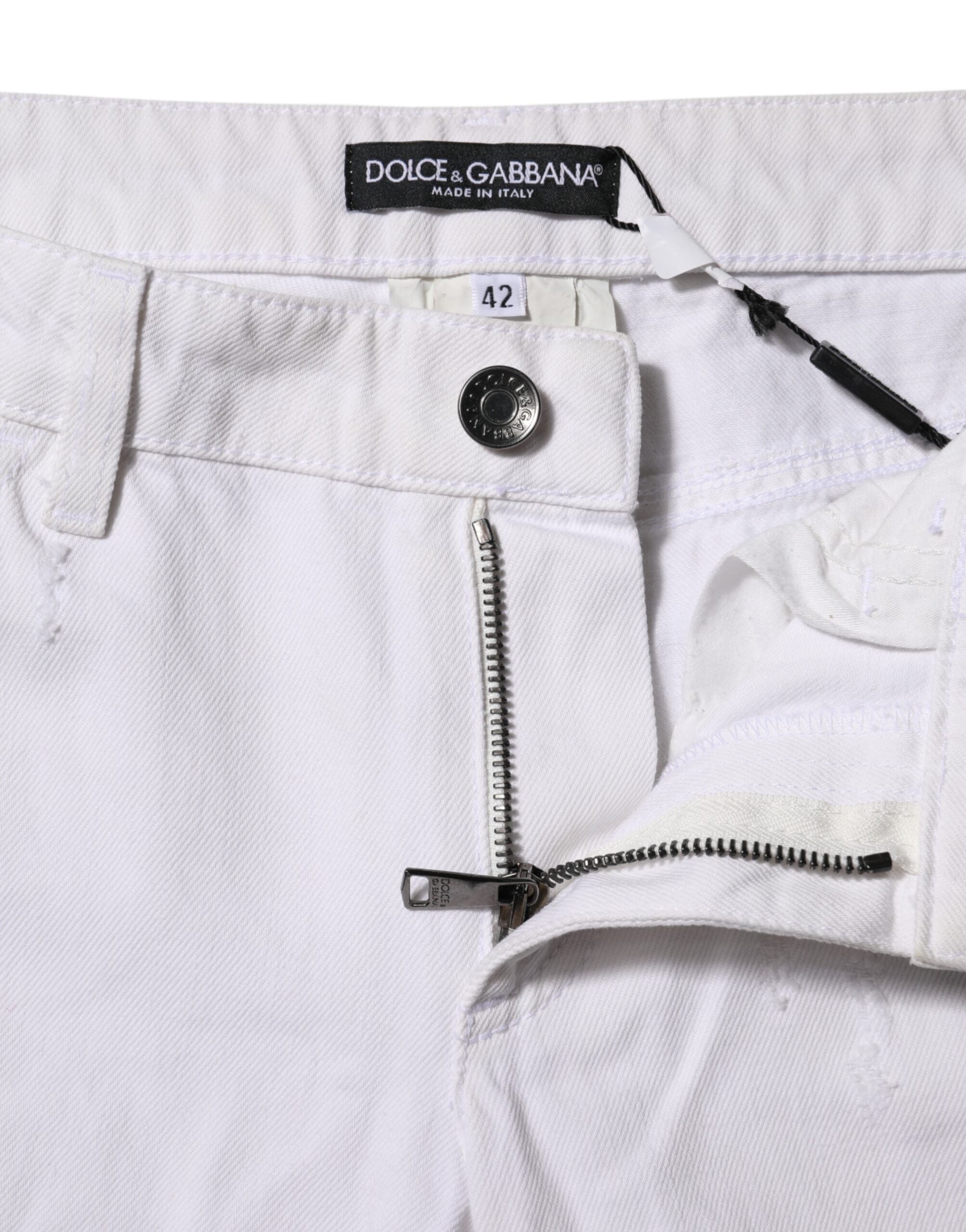 White Cotton Mid Waisted Women Denim Jeans - ventzia