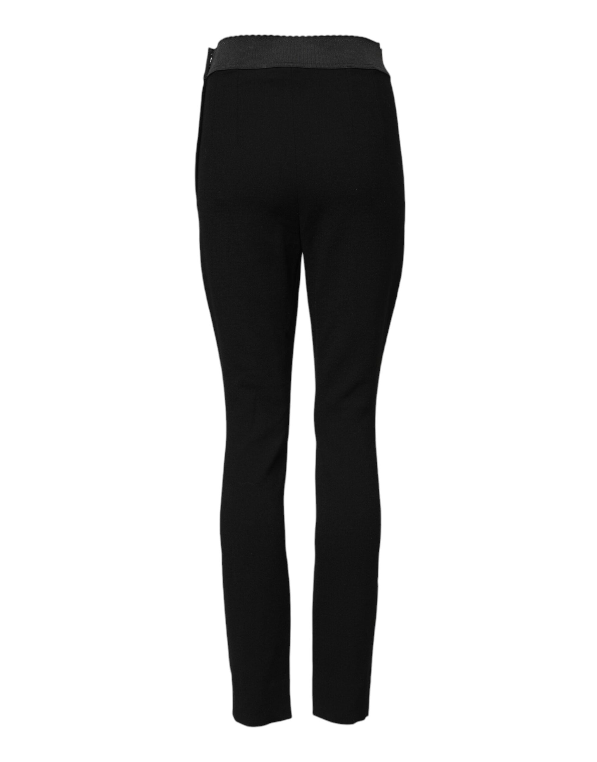 Black Wool Leggings Stretch Pants - ventzia