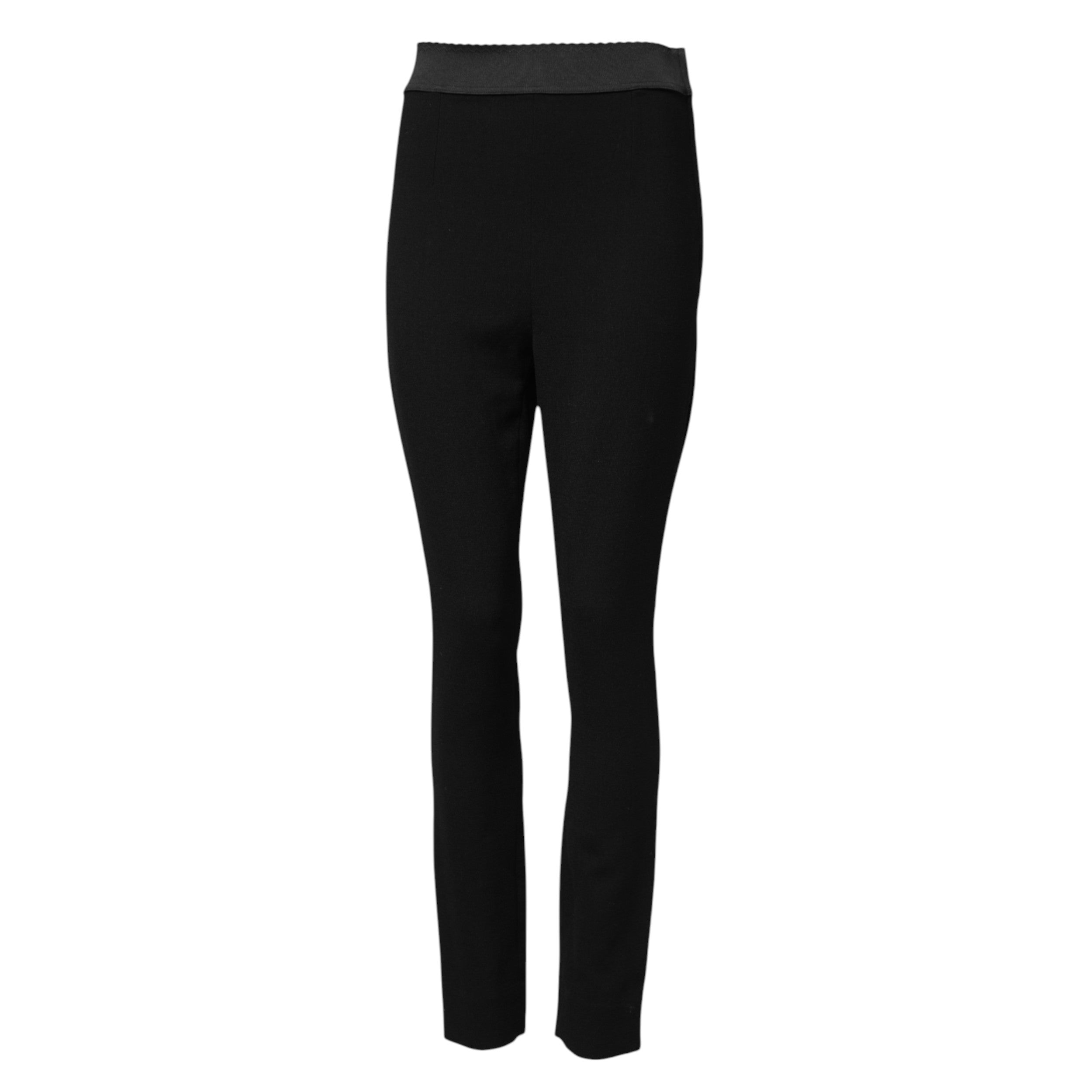 Black Wool Leggings Stretch Pants - ventzia