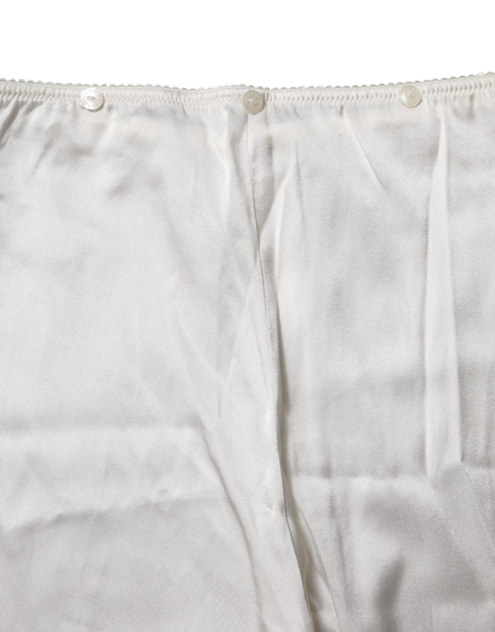 Ivory Silk Tapered High Waist Pants - ventzia