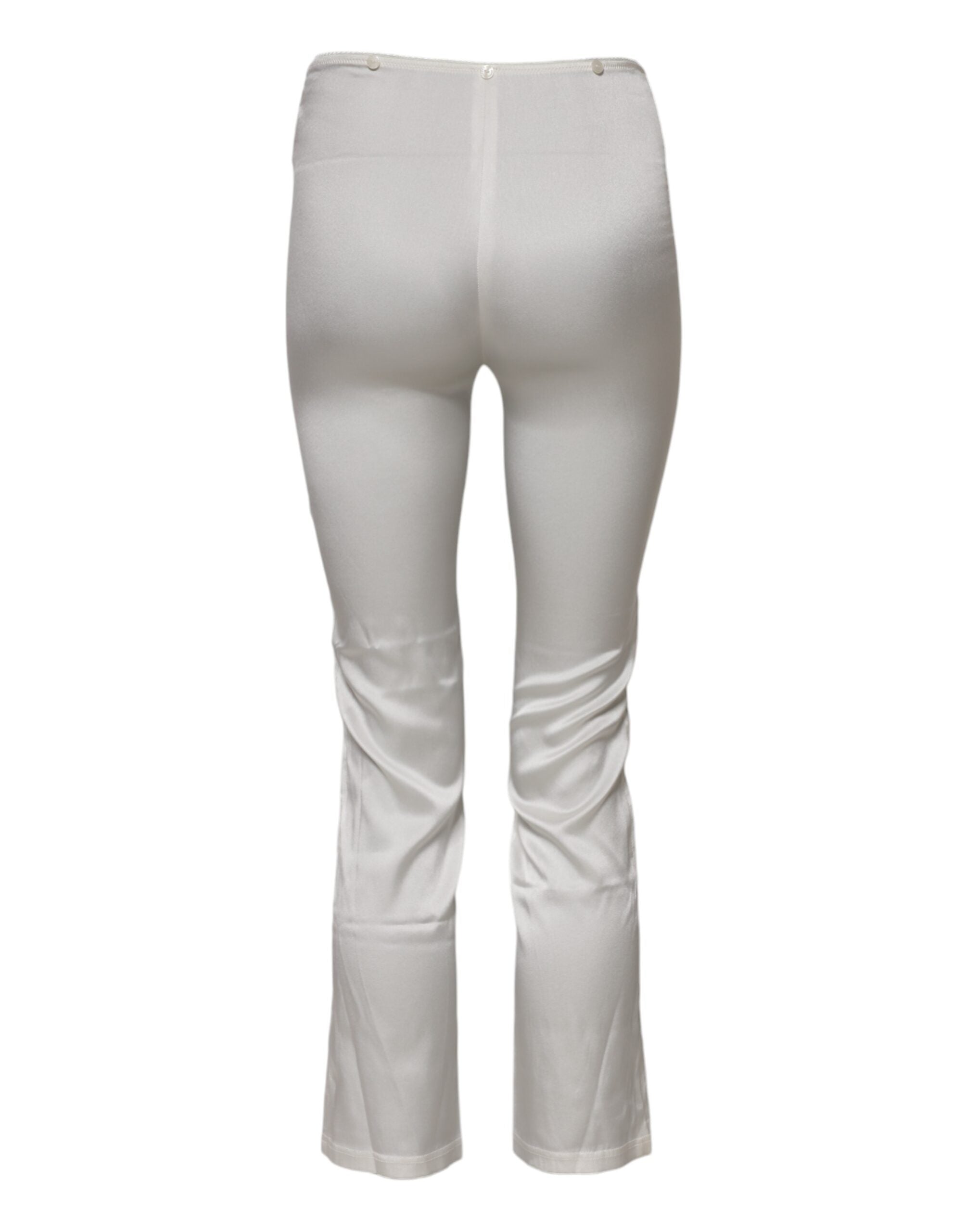 Ivory Silk Tapered High Waist Pants - ventzia