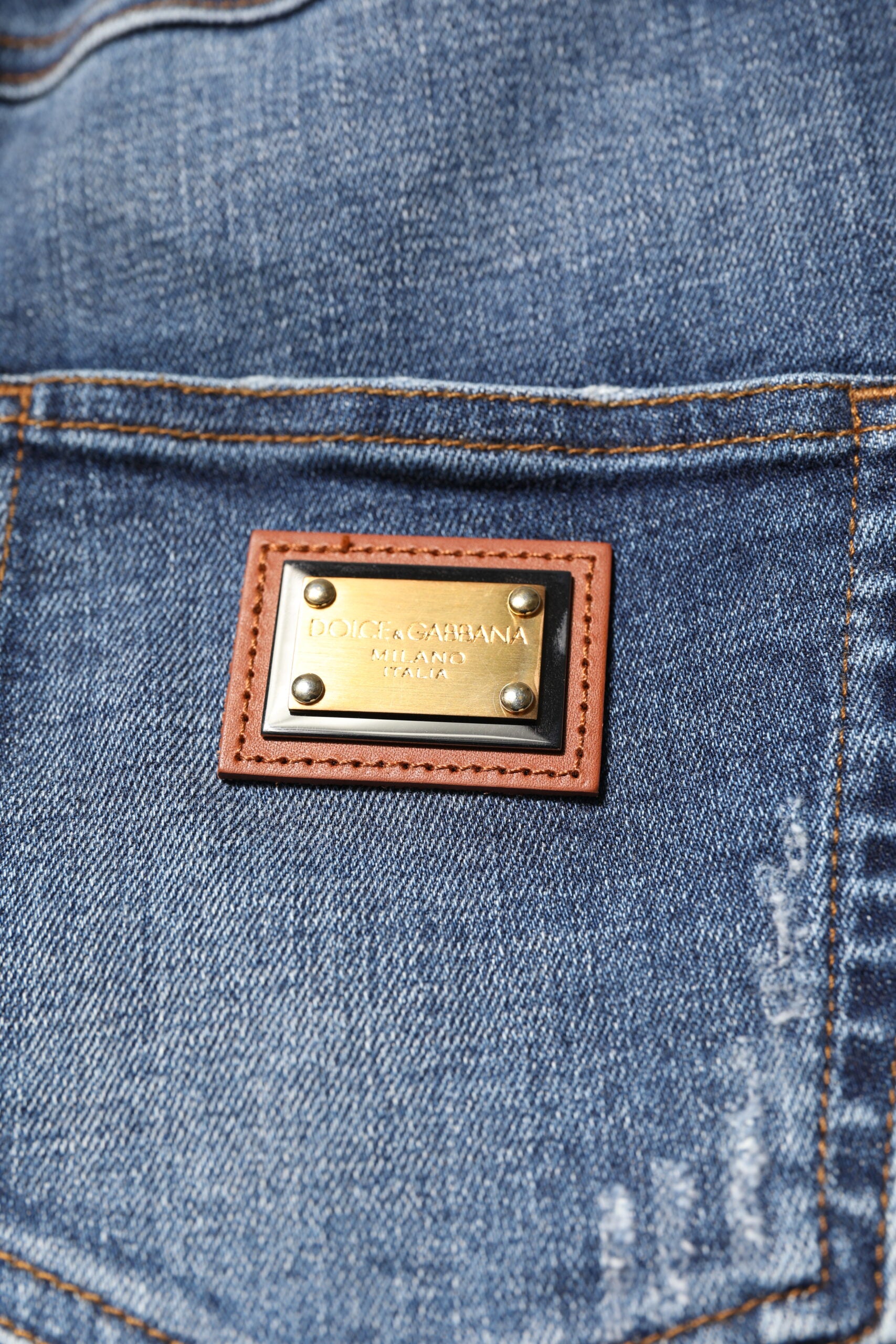 Blue Rhinestone Embellished Denim Jeans - ventzia