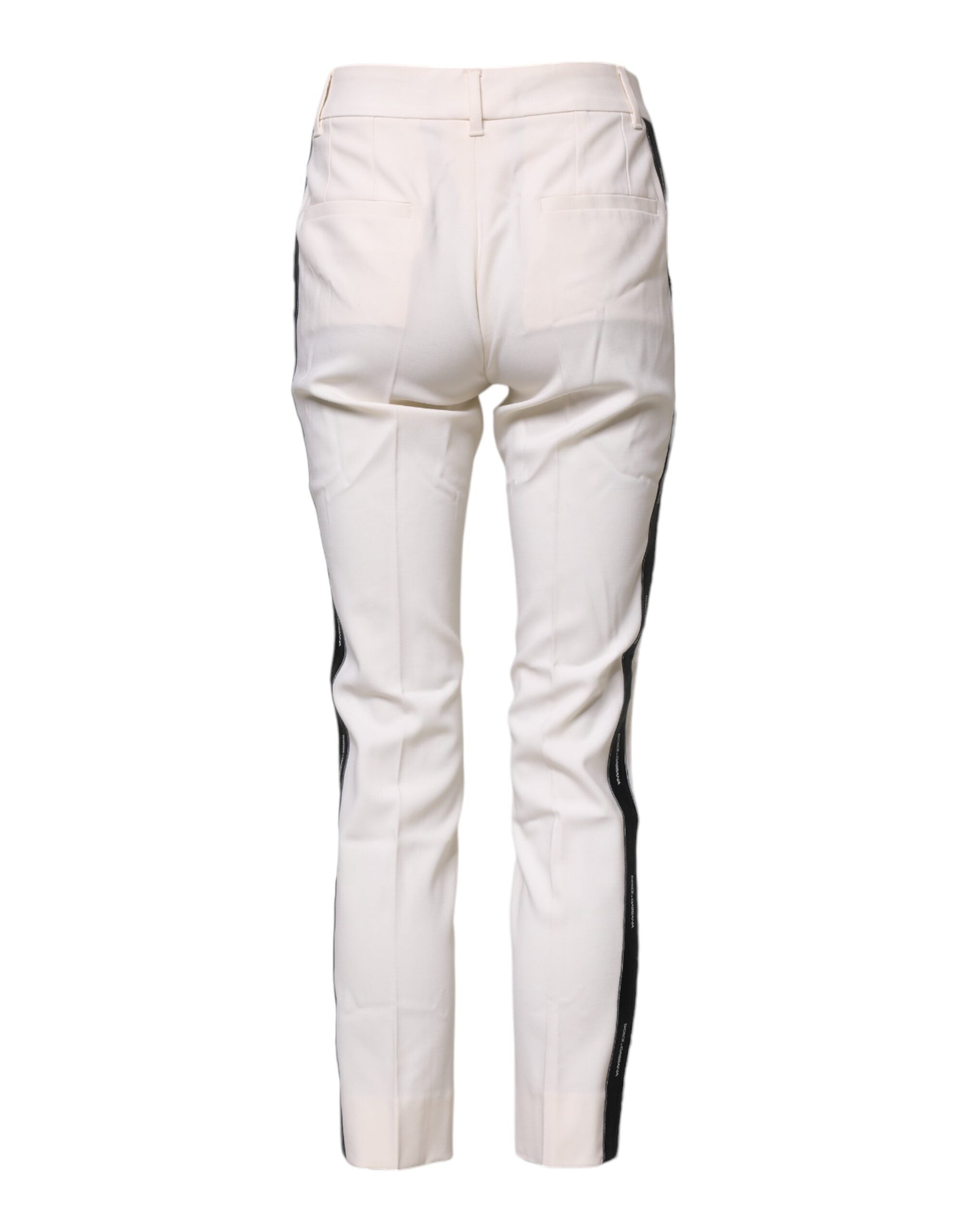 White Wool Tapered High Waist Pants - ventzia