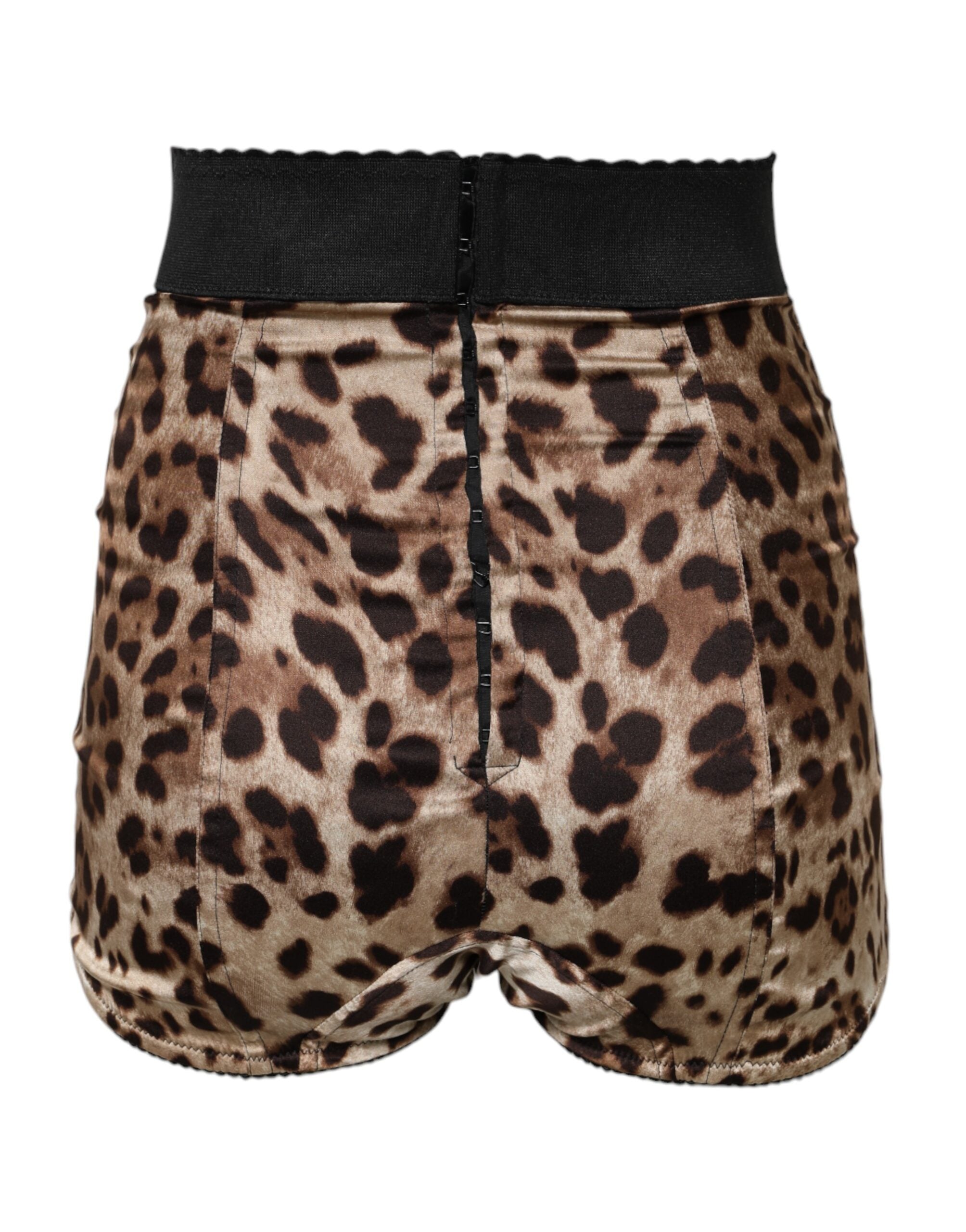 Brown Leopard High Waist Hot Pants Shorts - ventzia