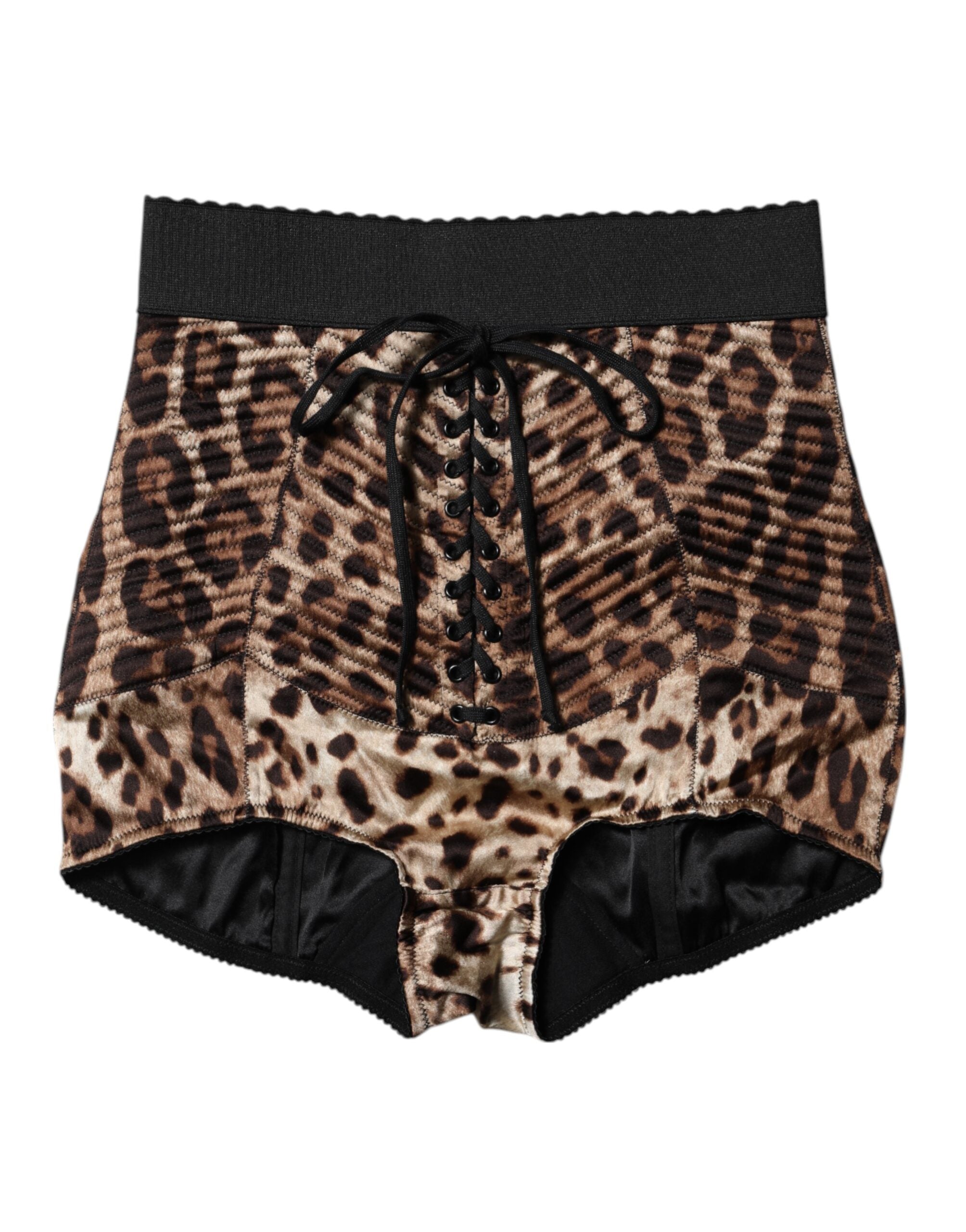 Brown Leopard High Waist Hot Pants Shorts - ventzia