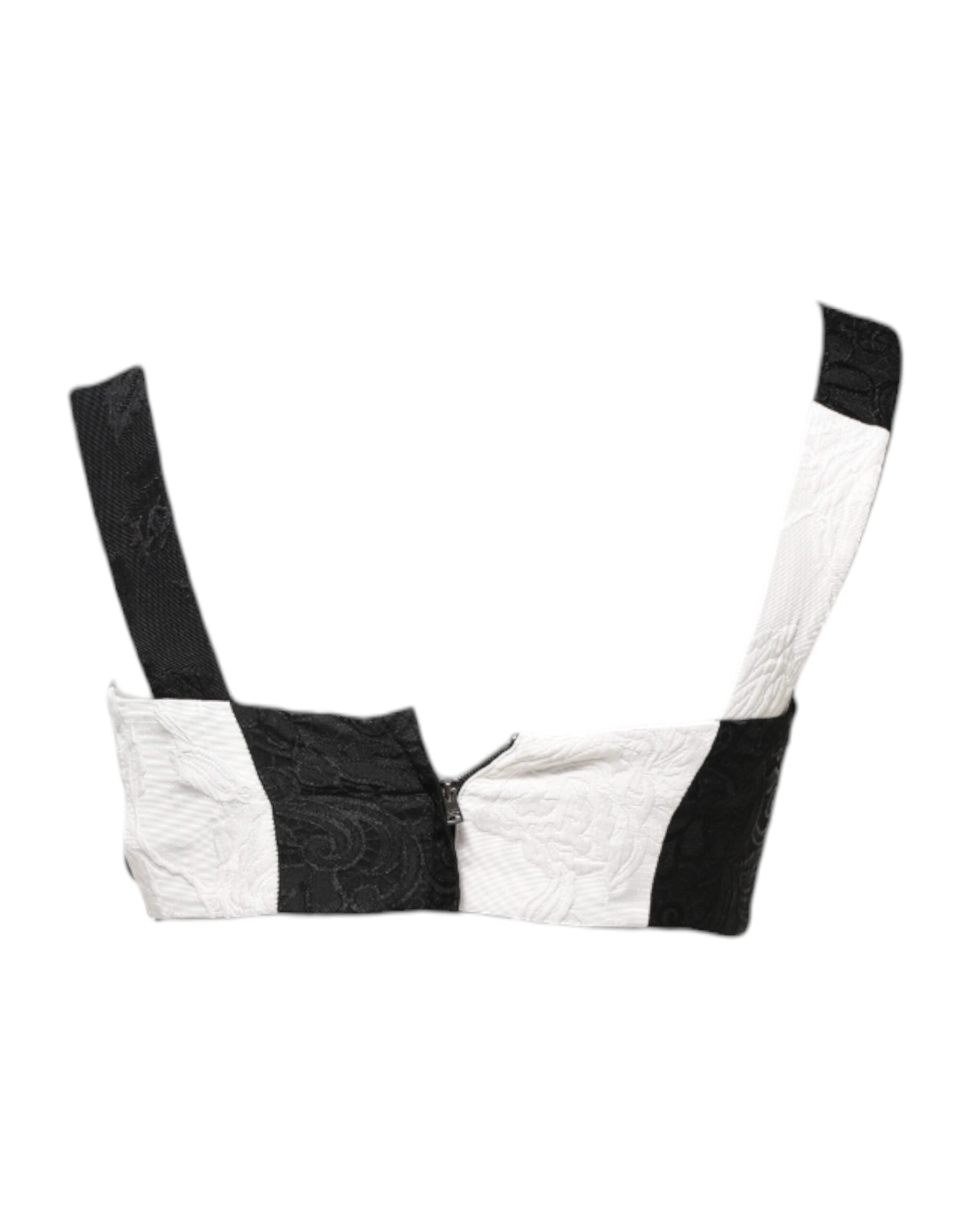 Black White Cropped Bustier Corset Bra Top - ventzia
