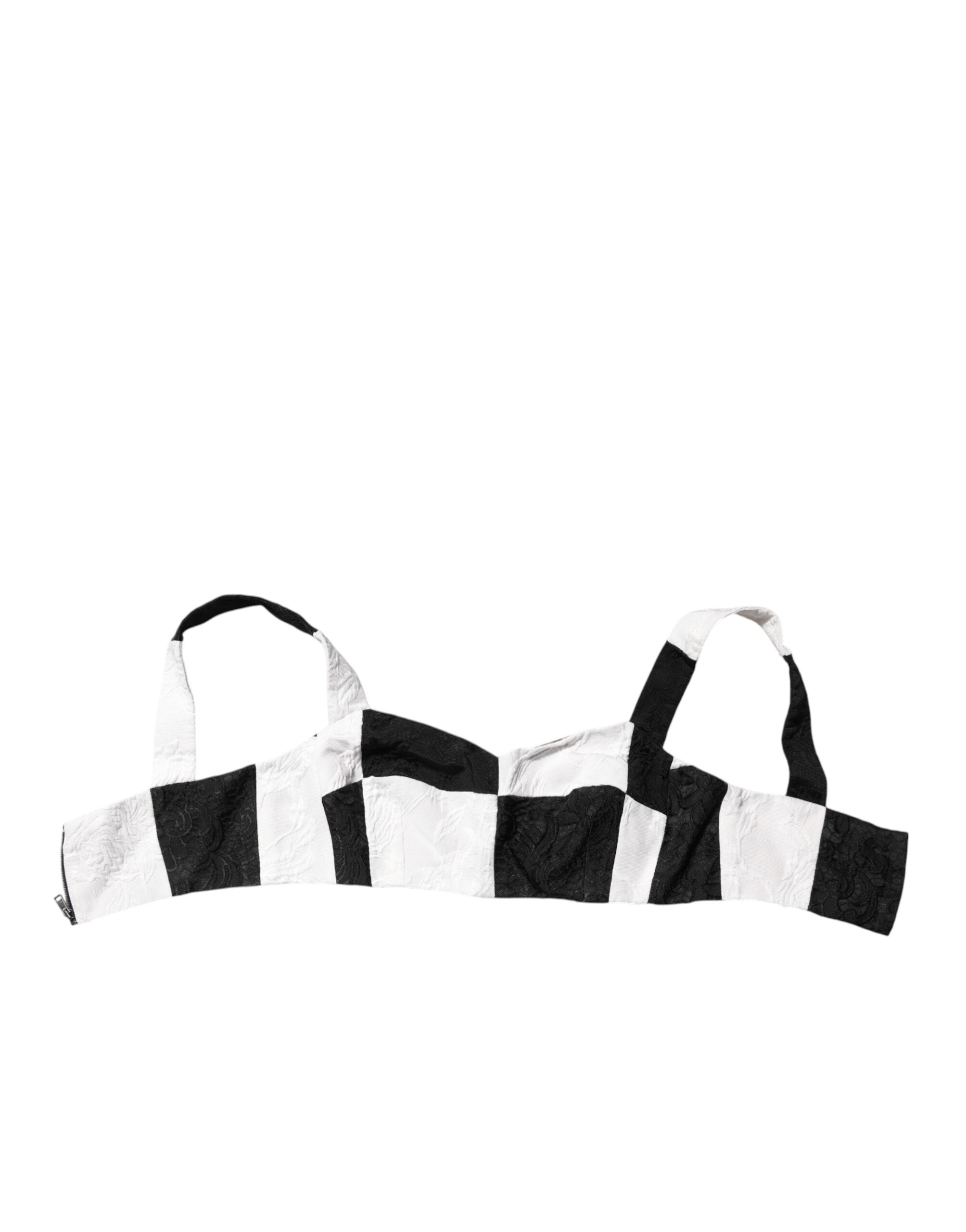 Black White Cropped Bustier Corset Bra Top - ventzia
