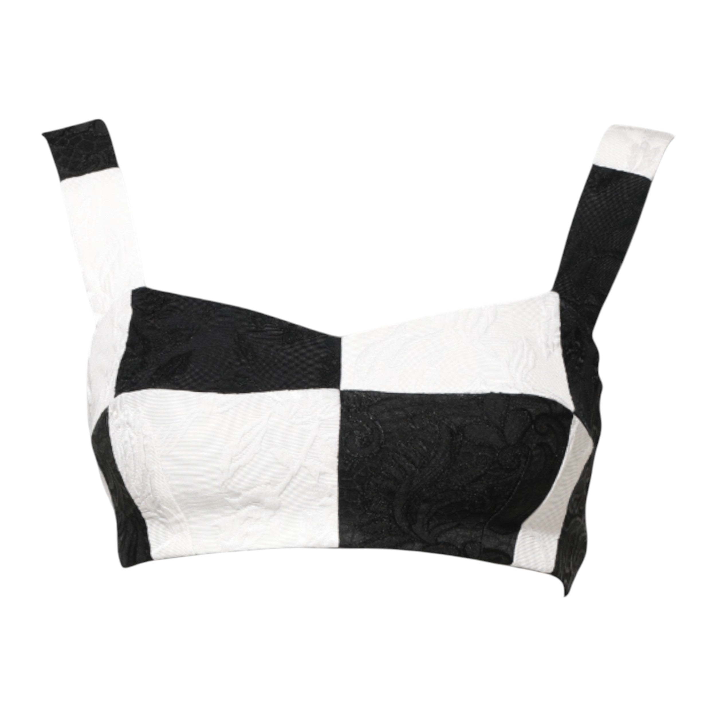 Black White Cropped Bustier Corset Bra Top - ventzia