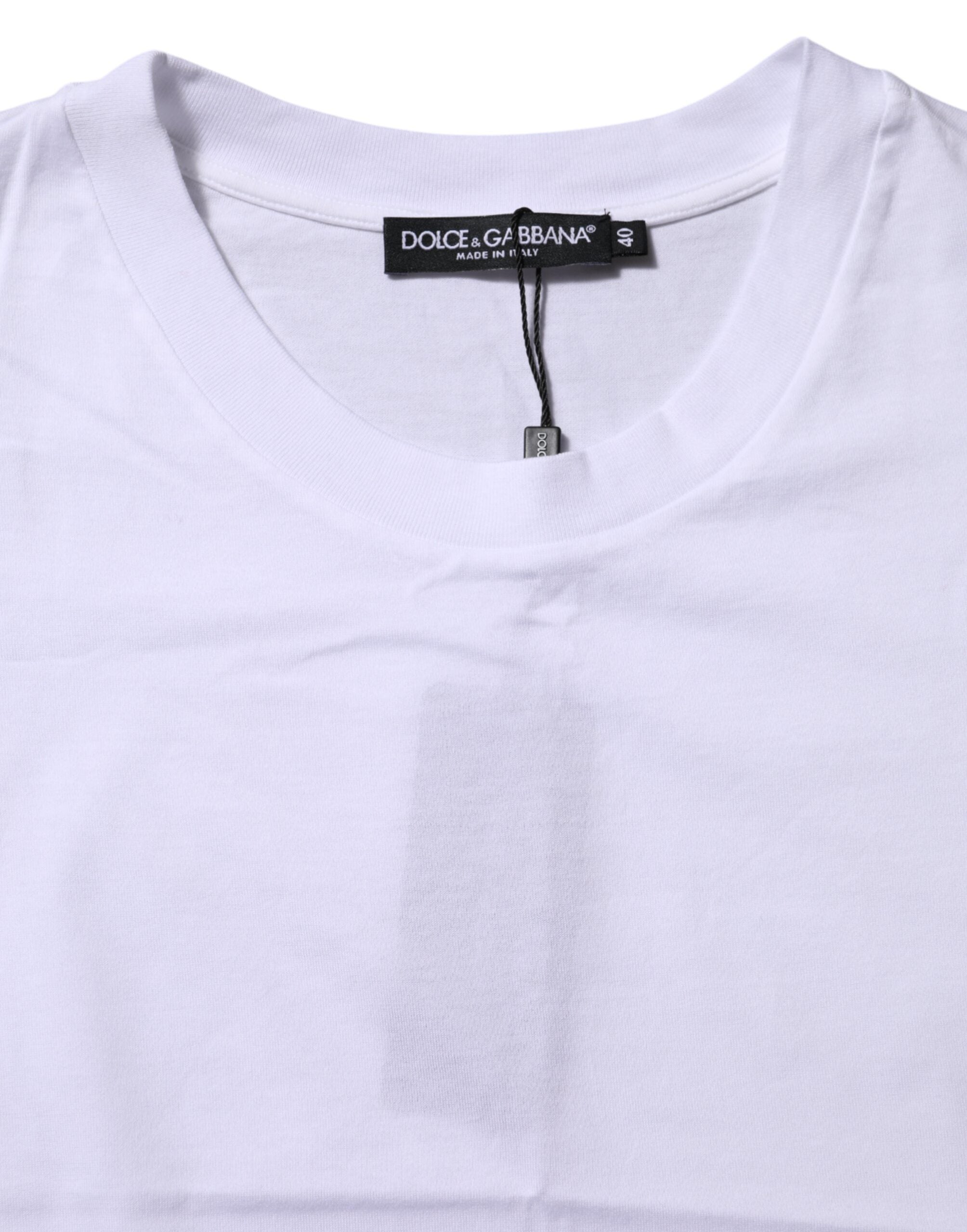 White Cotton Round Neck Short Sleeves T-shirt - ventzia