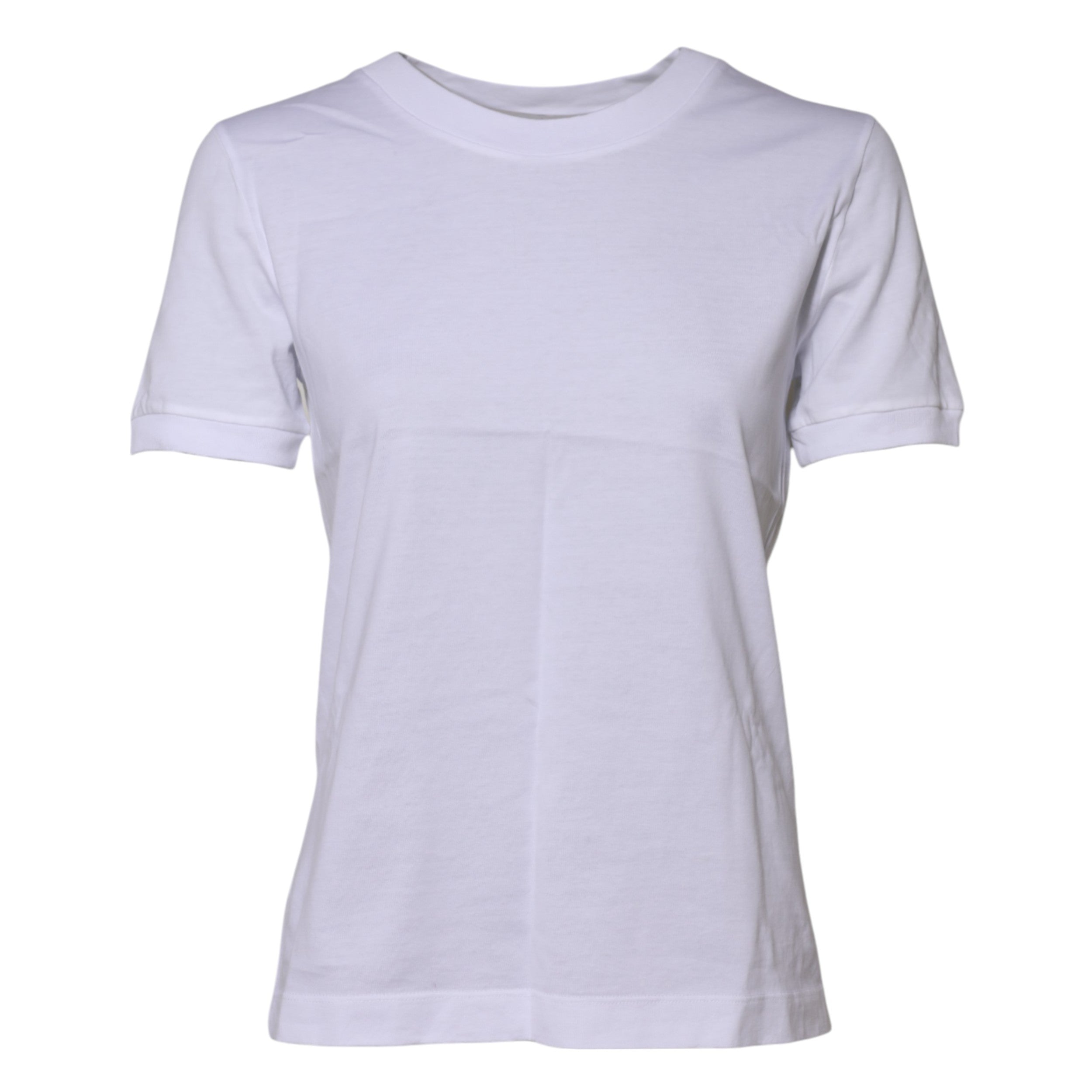 White Cotton Round Neck Short Sleeves T-shirt - ventzia