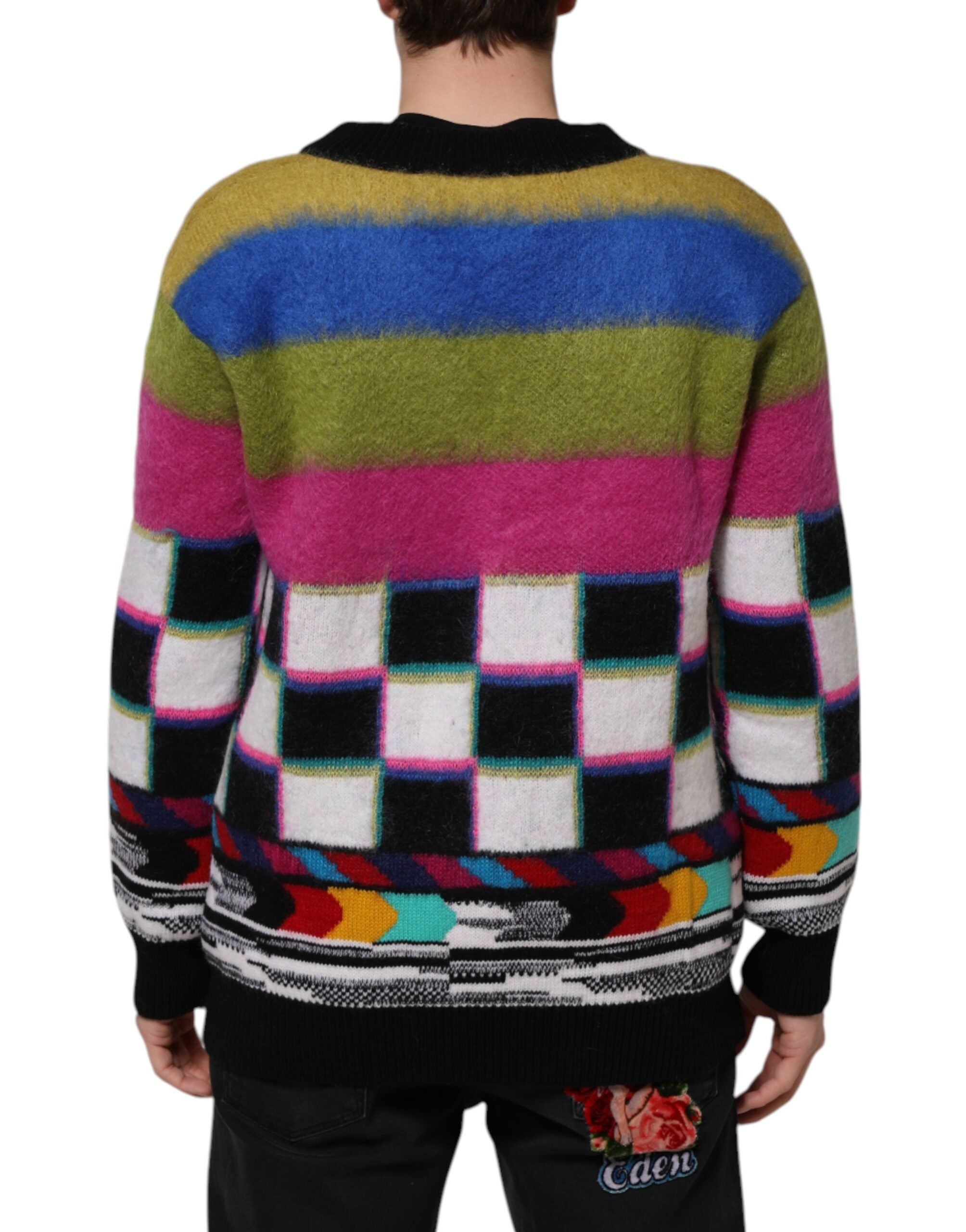 Multicolor Glitch Design Pullover Sweater - ventzia