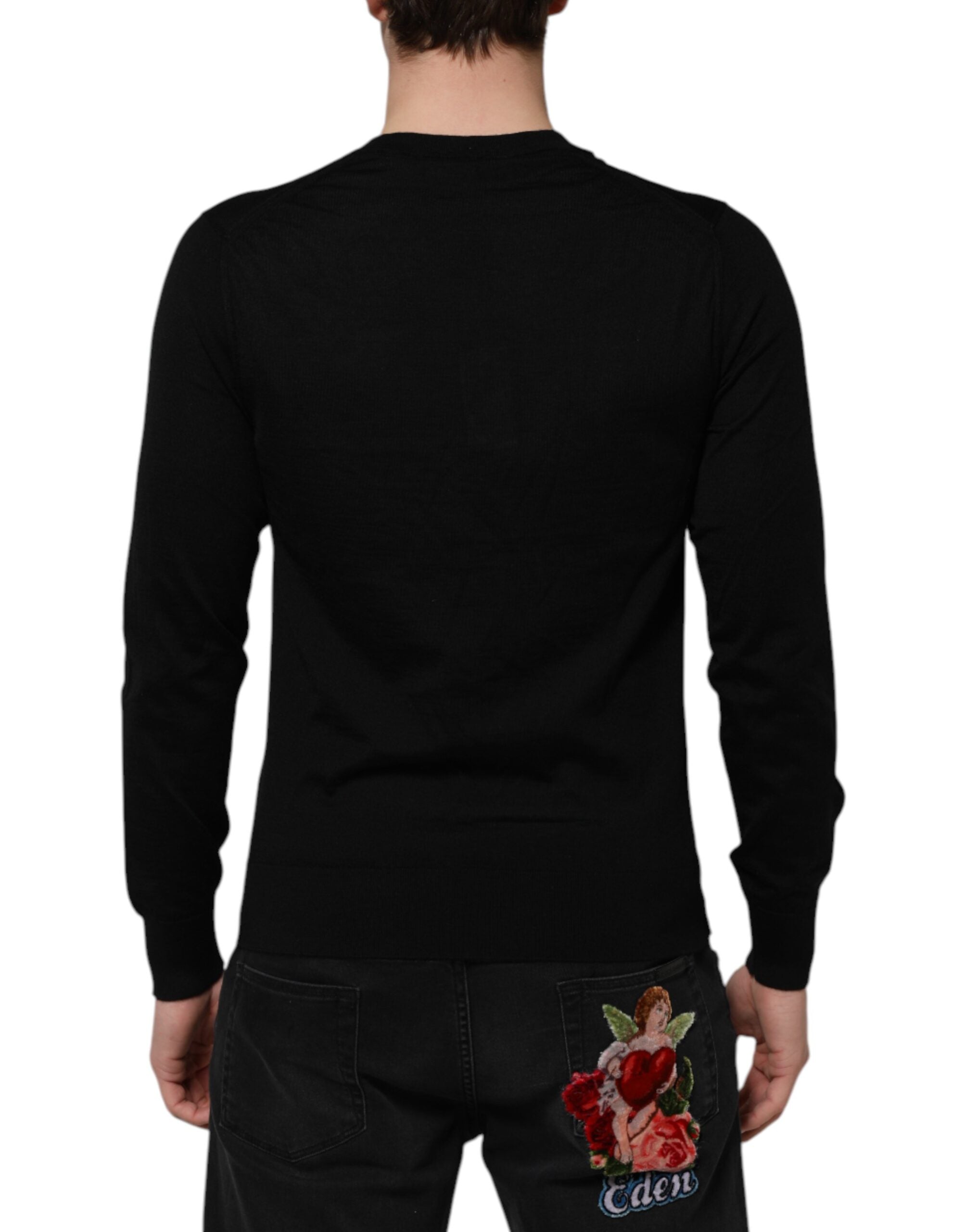 Dark Gray Embroidered Logo Pullover Sweater - ventzia