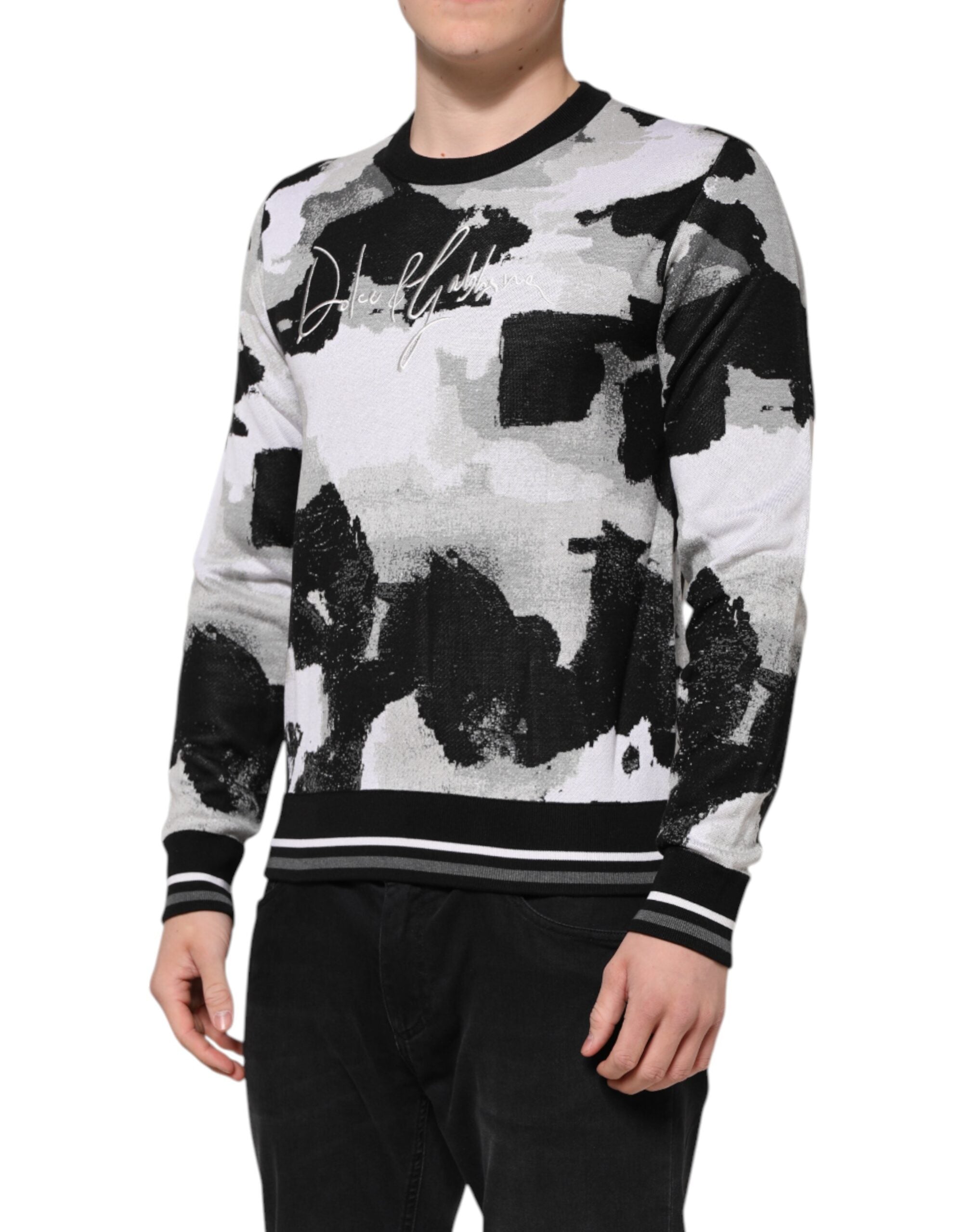 Multicolor Silk Camouflage Pullover Sweater - ventzia