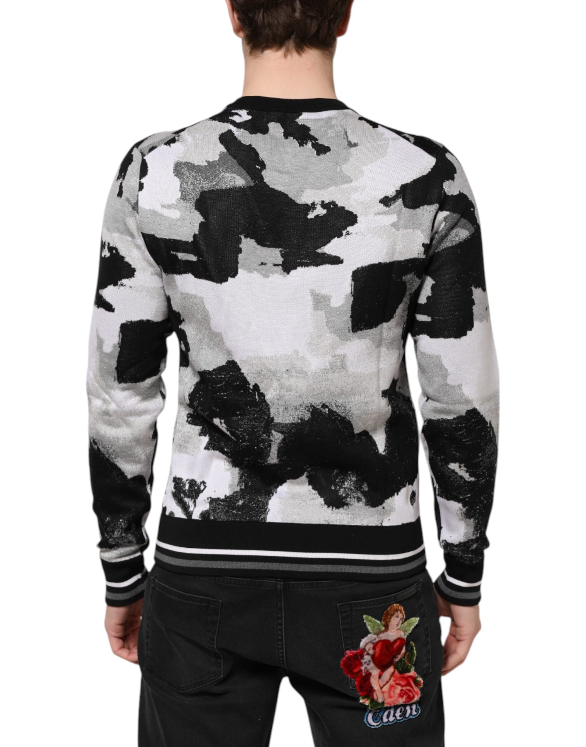 Multicolor Silk Camouflage Pullover Sweater - ventzia