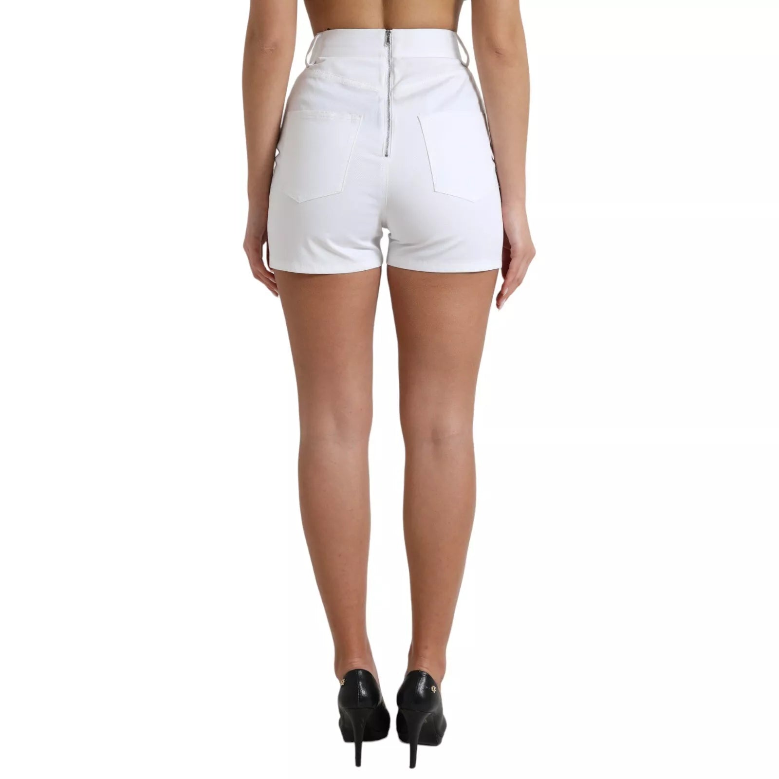 White Front Lace High Waist Hot Pants Shorts - ventzia