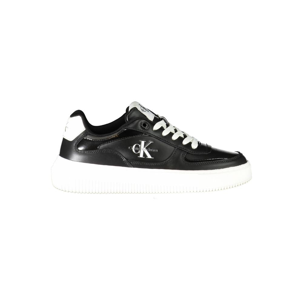 Black Polyurethane Women Sneaker - ventzia