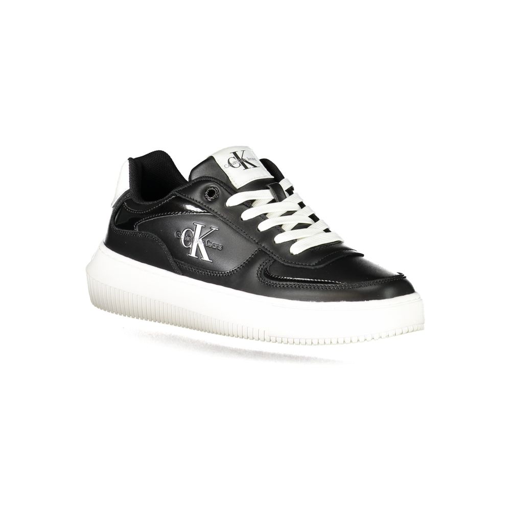 Black Polyurethane Women Sneaker - ventzia