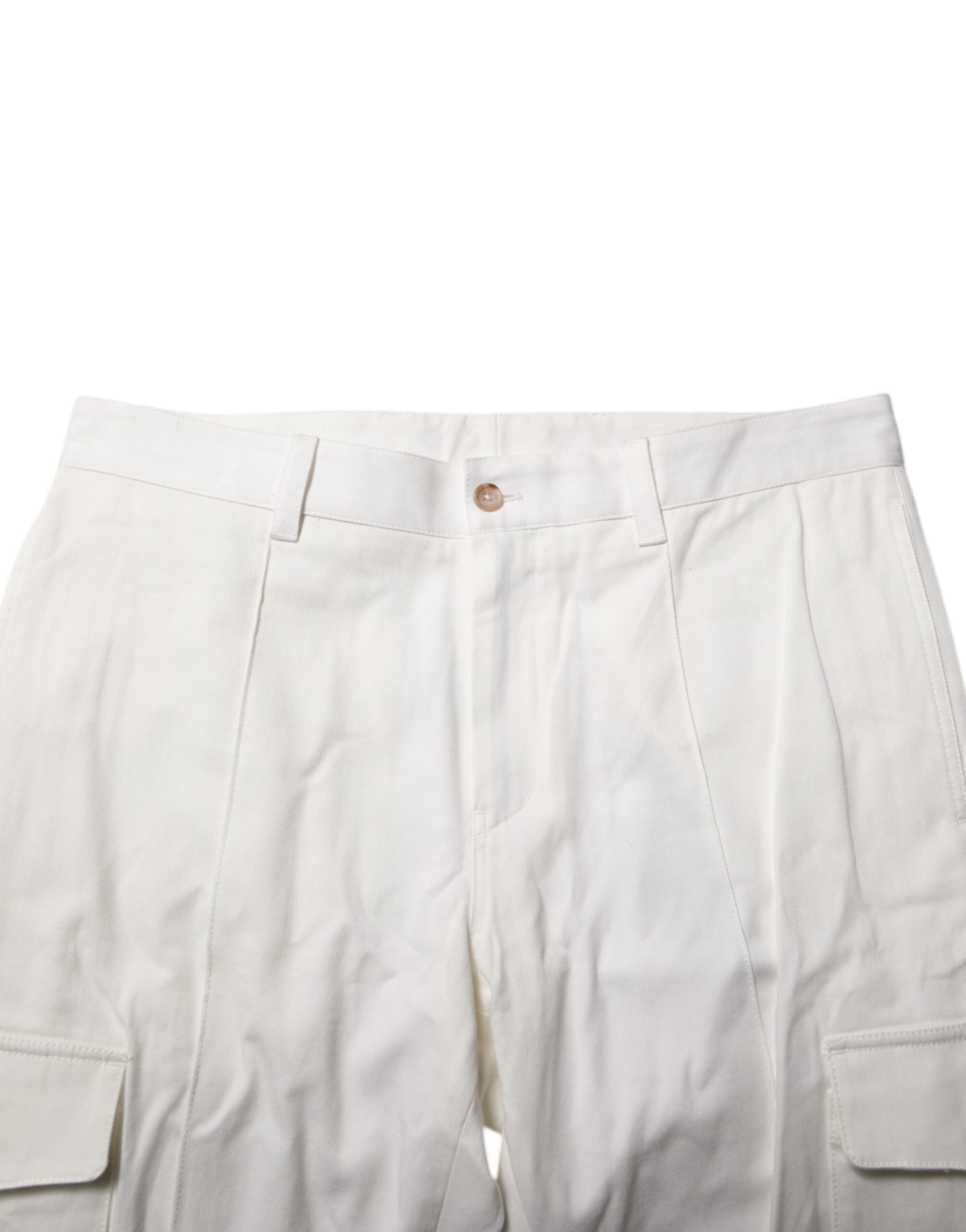 White Cotton Jogger Cargo Skinny Men Pants - ventzia