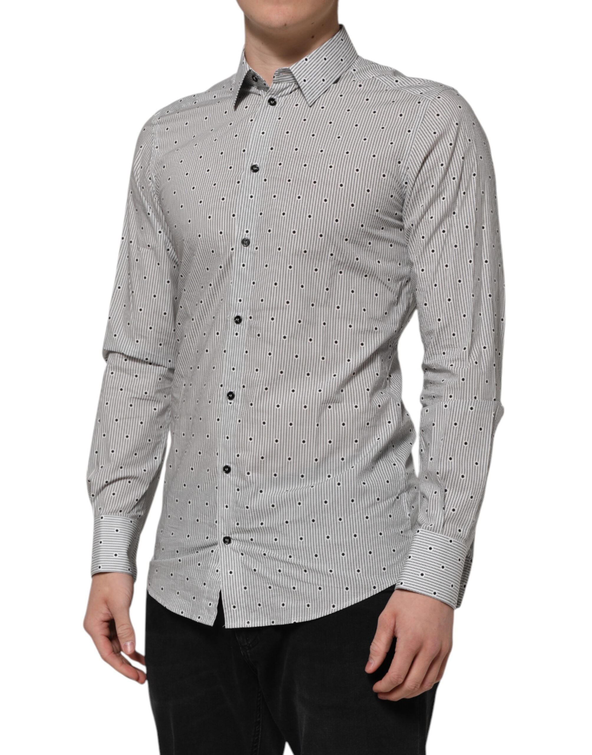 Gray Dotted Semi Fitted GOLD Men Formal Shirt - ventzia