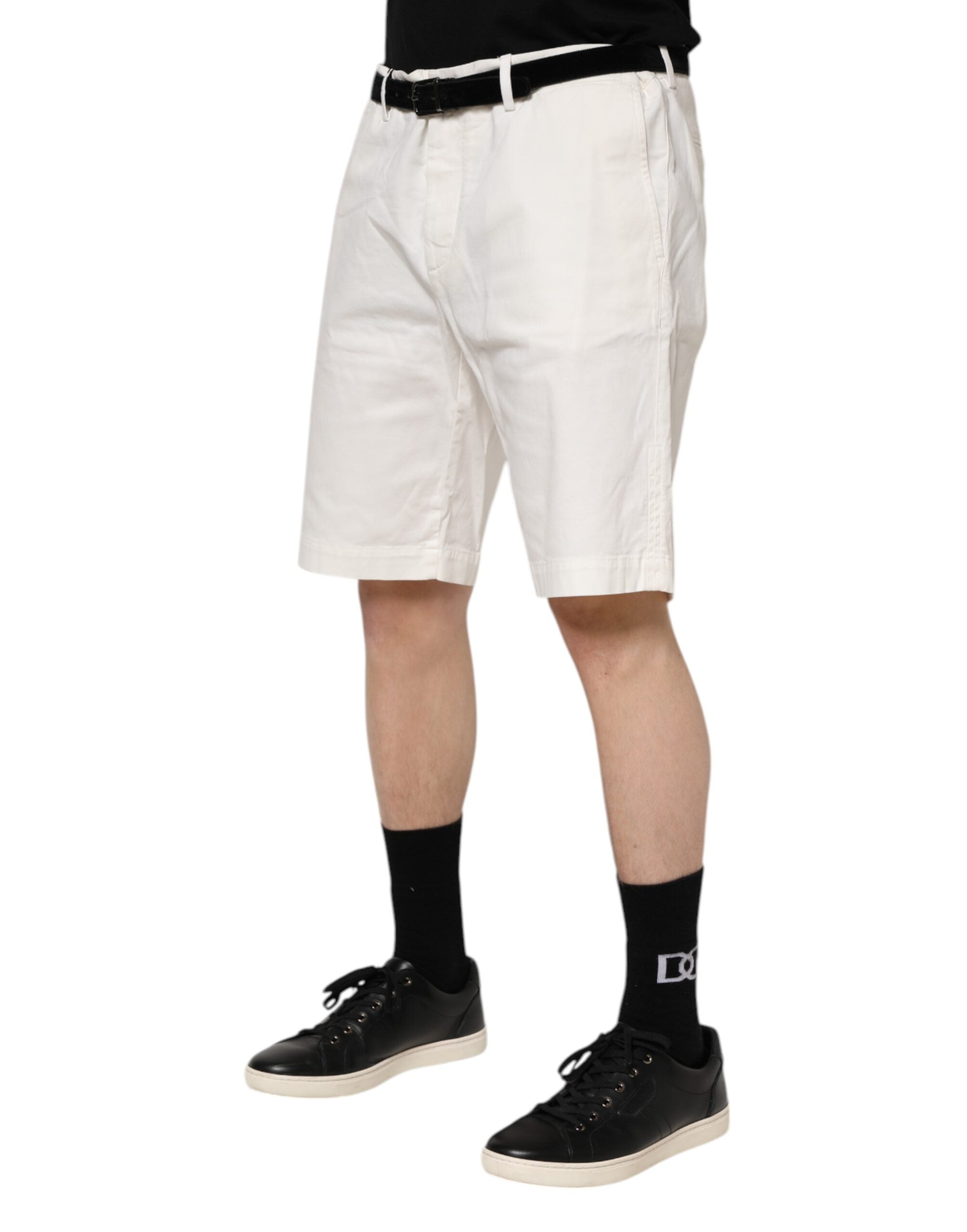 White Chinos Cotton Stretch Men Casual Shorts - ventzia