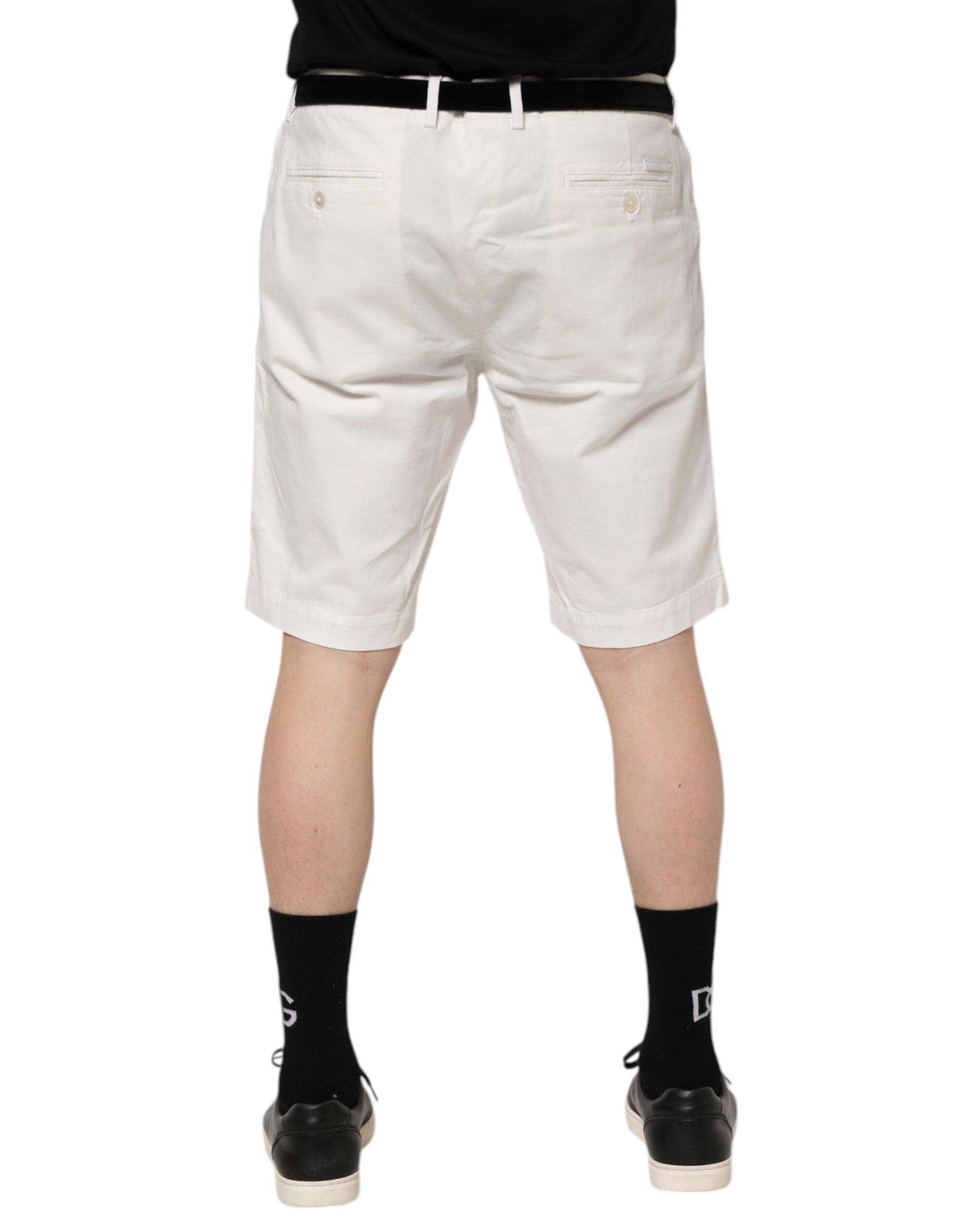 White Chinos Cotton Stretch Men Casual Shorts - ventzia