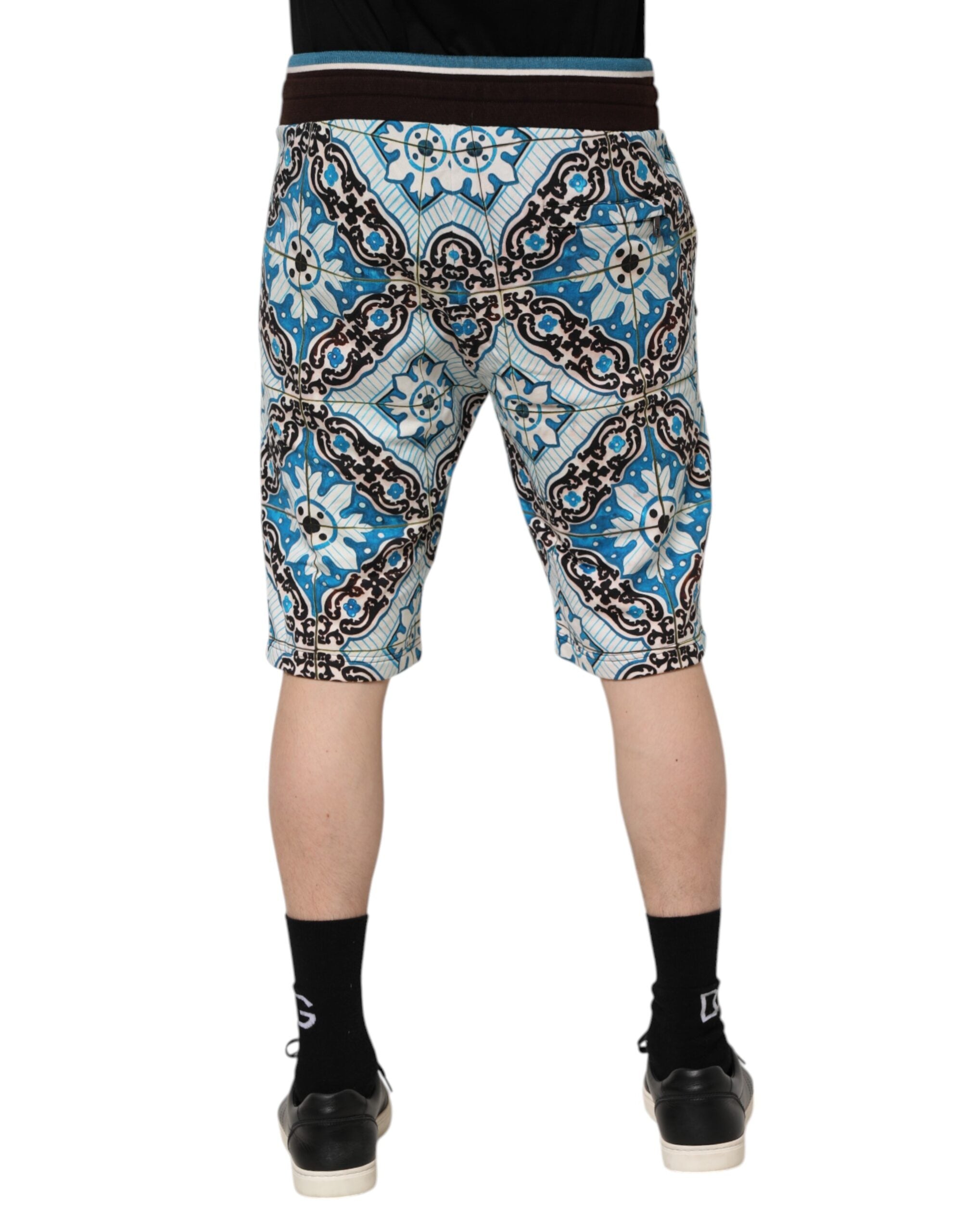 Multicolor Cotton Maiolica Print Bermuda Shorts - ventzia