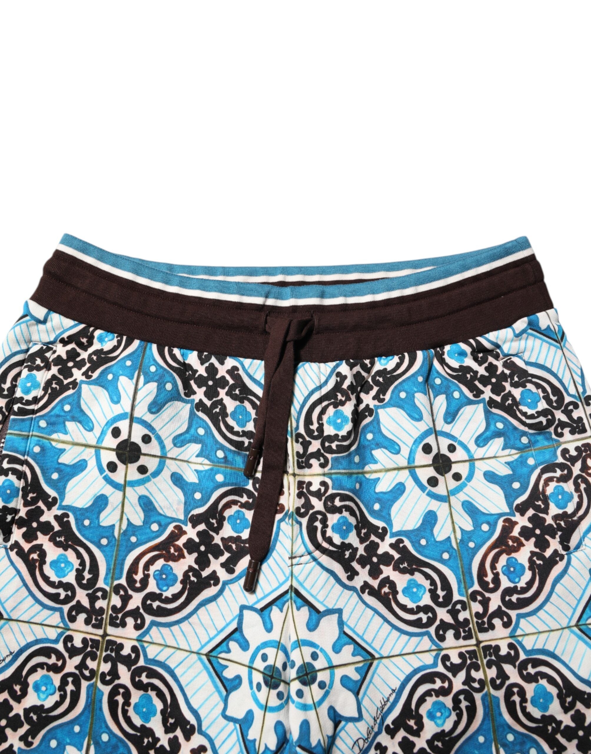 Multicolor Cotton Maiolica Print Bermuda Shorts - ventzia