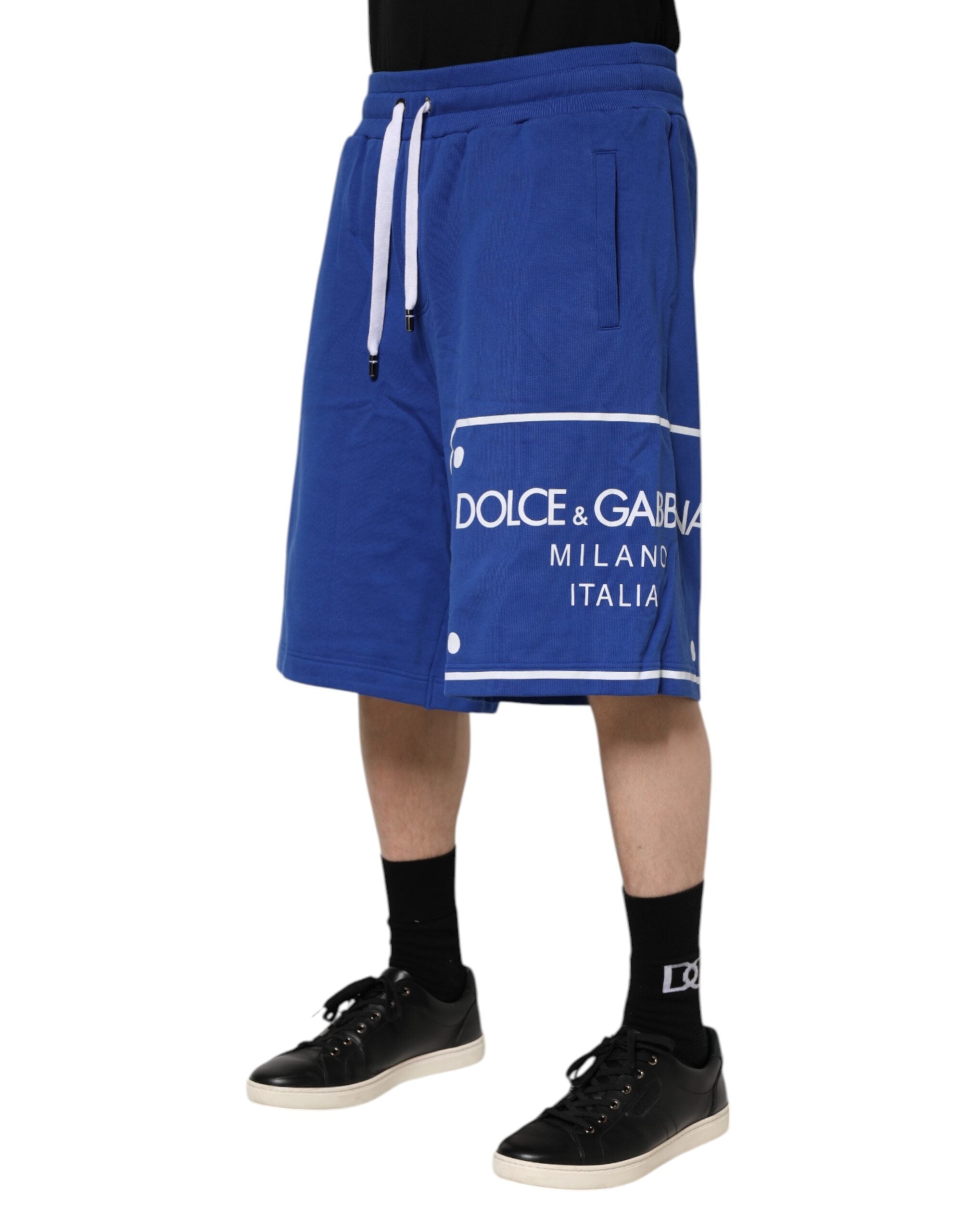 Blue Logo Cotton Bermuda Sweatshorts Shorts - ventzia