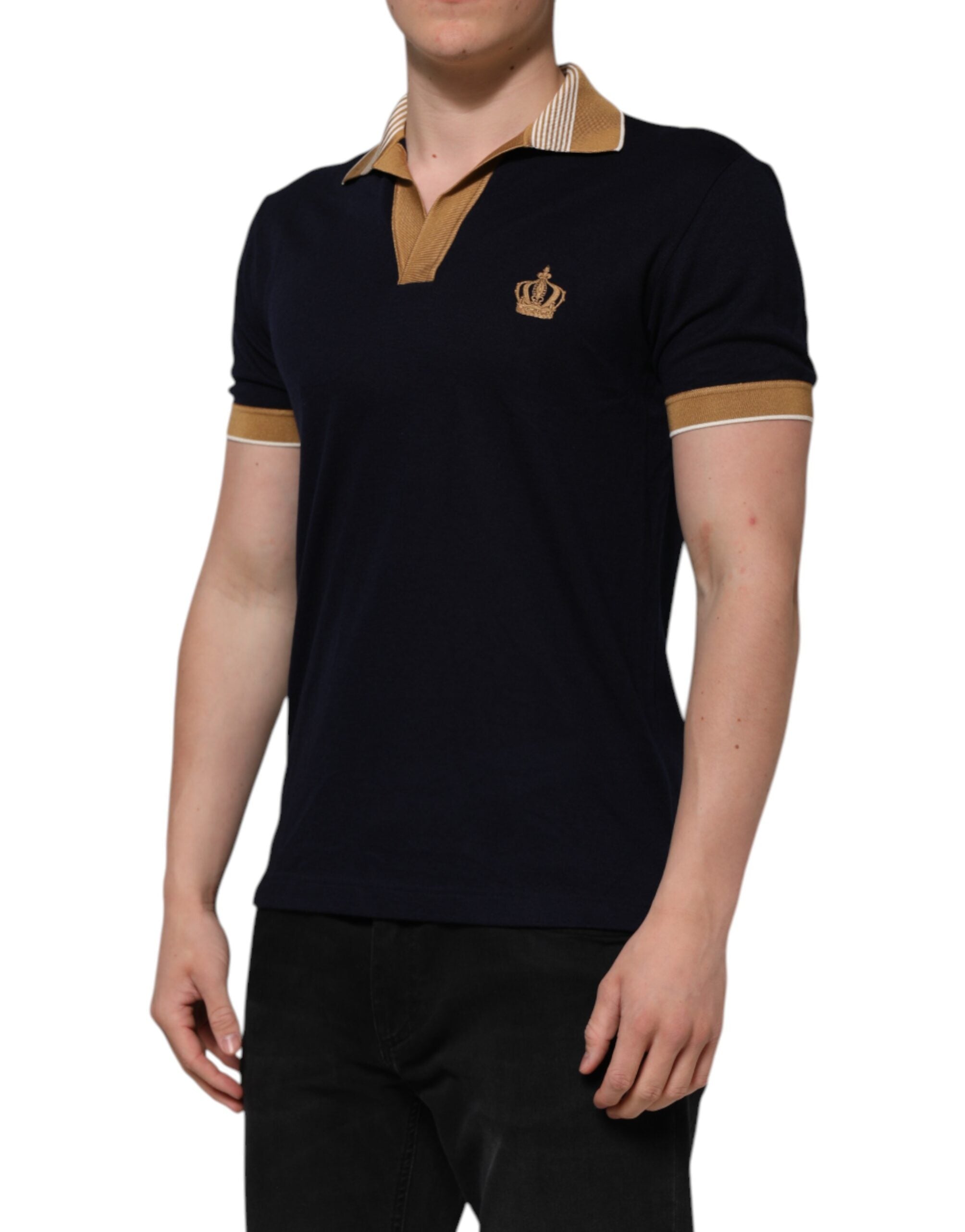 Black Cashmere Crown Logo Men Polo T-shirt - ventzia