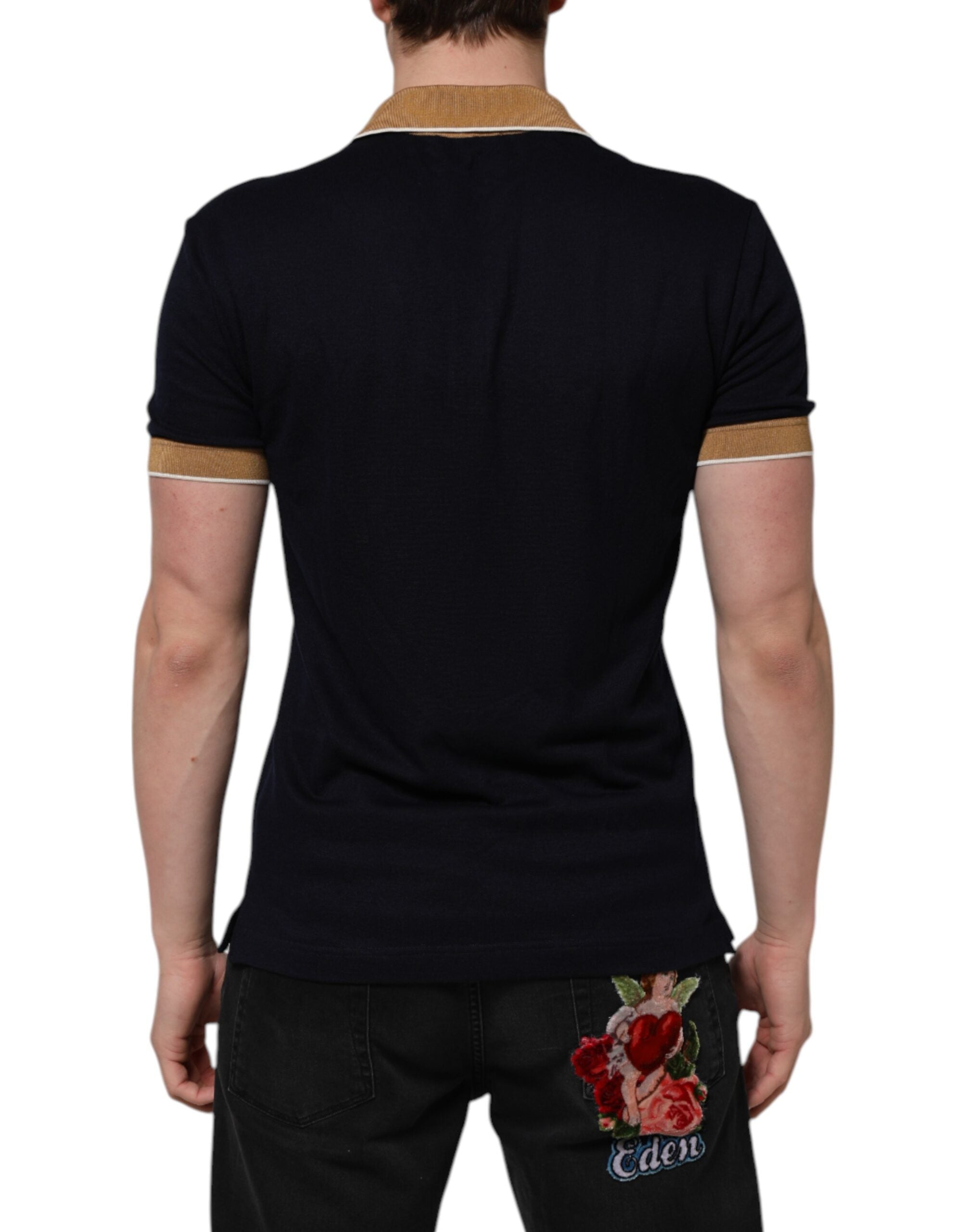 Black Cashmere Crown Logo Men Polo T-shirt - ventzia