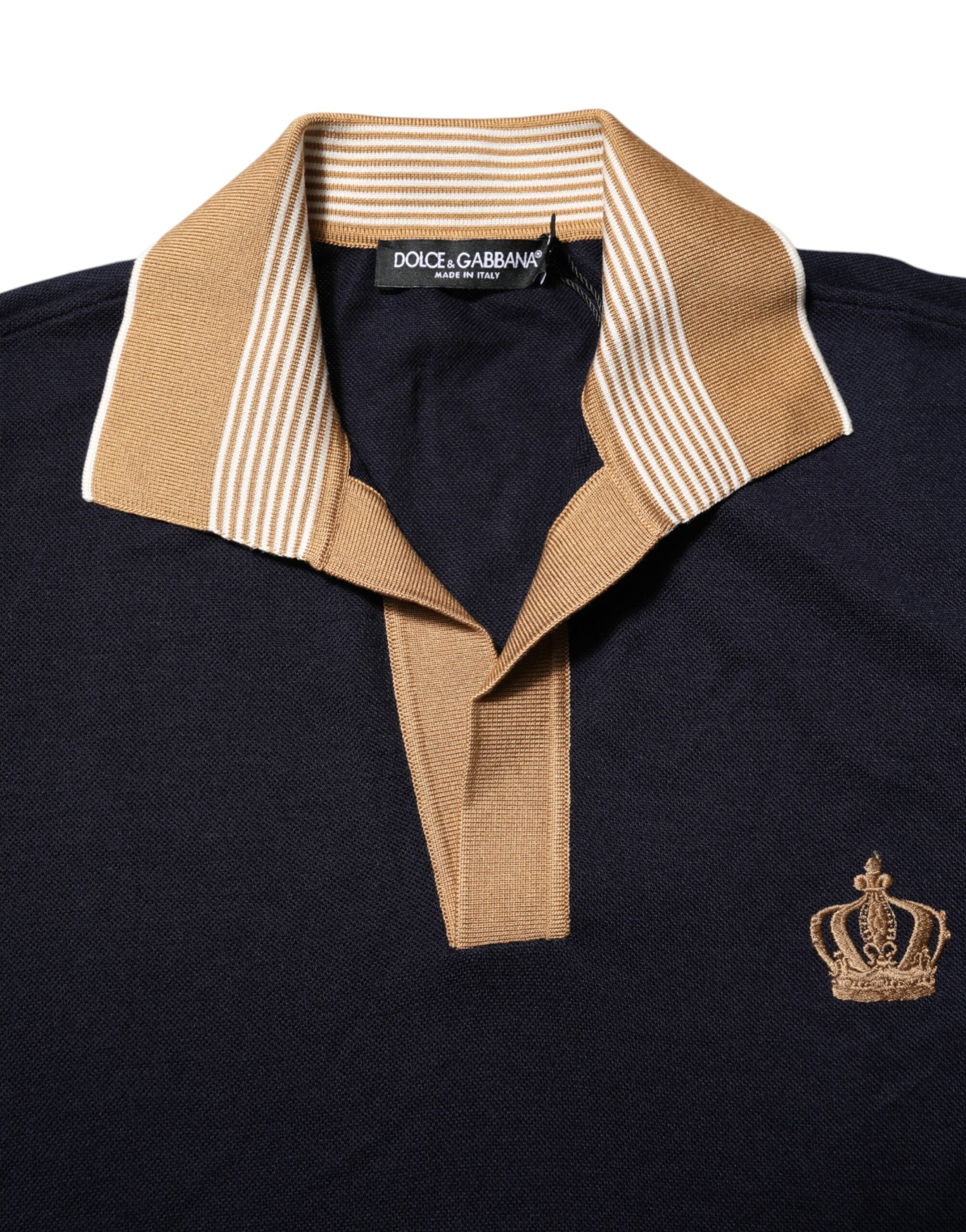 Black Cashmere Crown Logo Men Polo T-shirt - ventzia