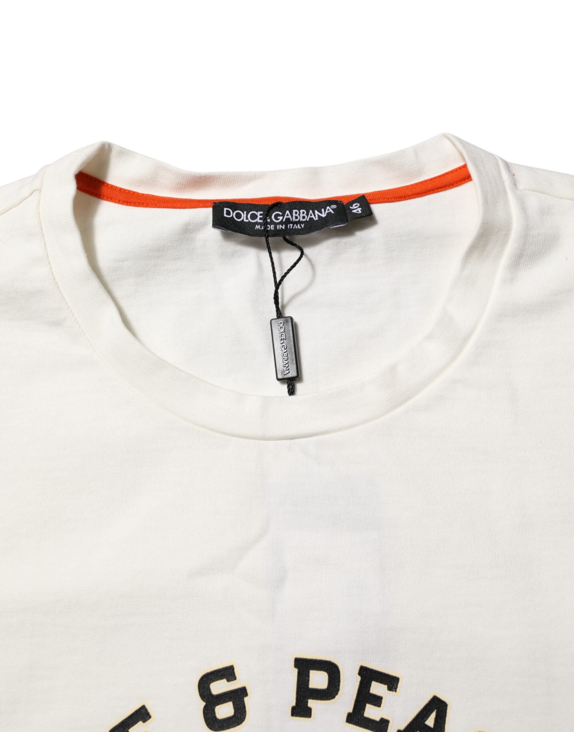 White Love Peace Cotton Men Crew Neck T-shirt - ventzia