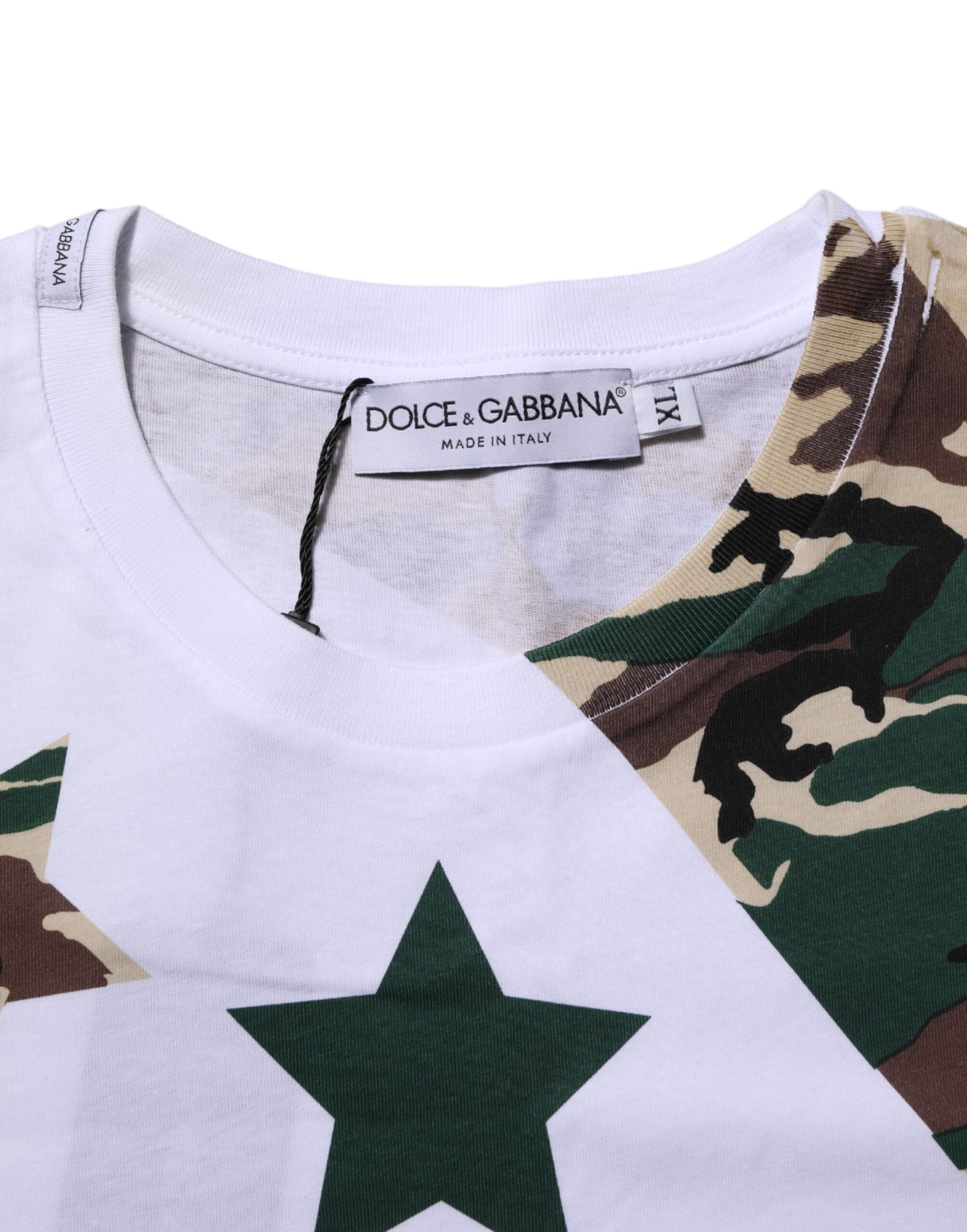 White Camouflage Cotton Men Crew Neck T-shirt - ventzia