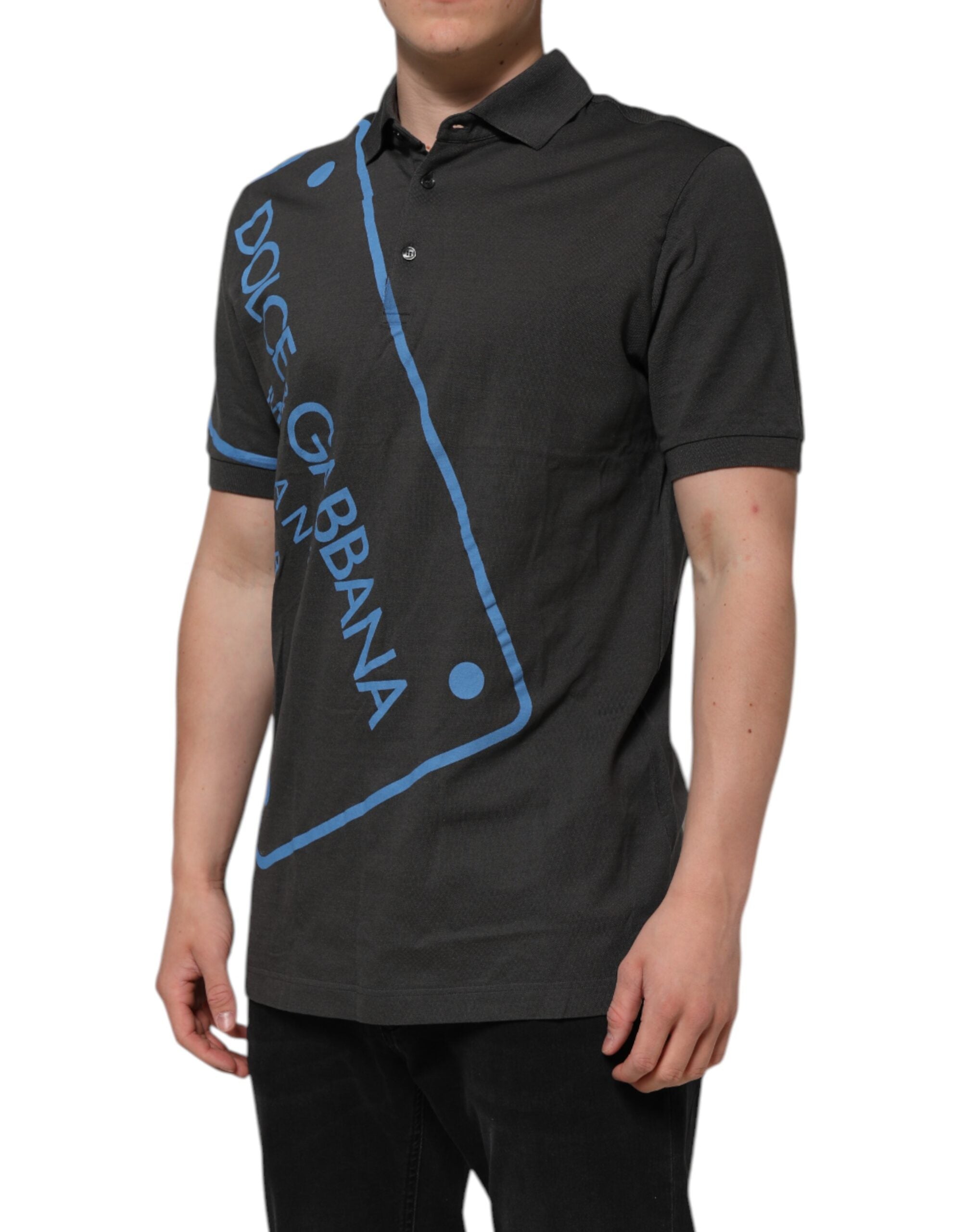 Dark Gray Short Sleeve Collared Polo T-shirt - ventzia