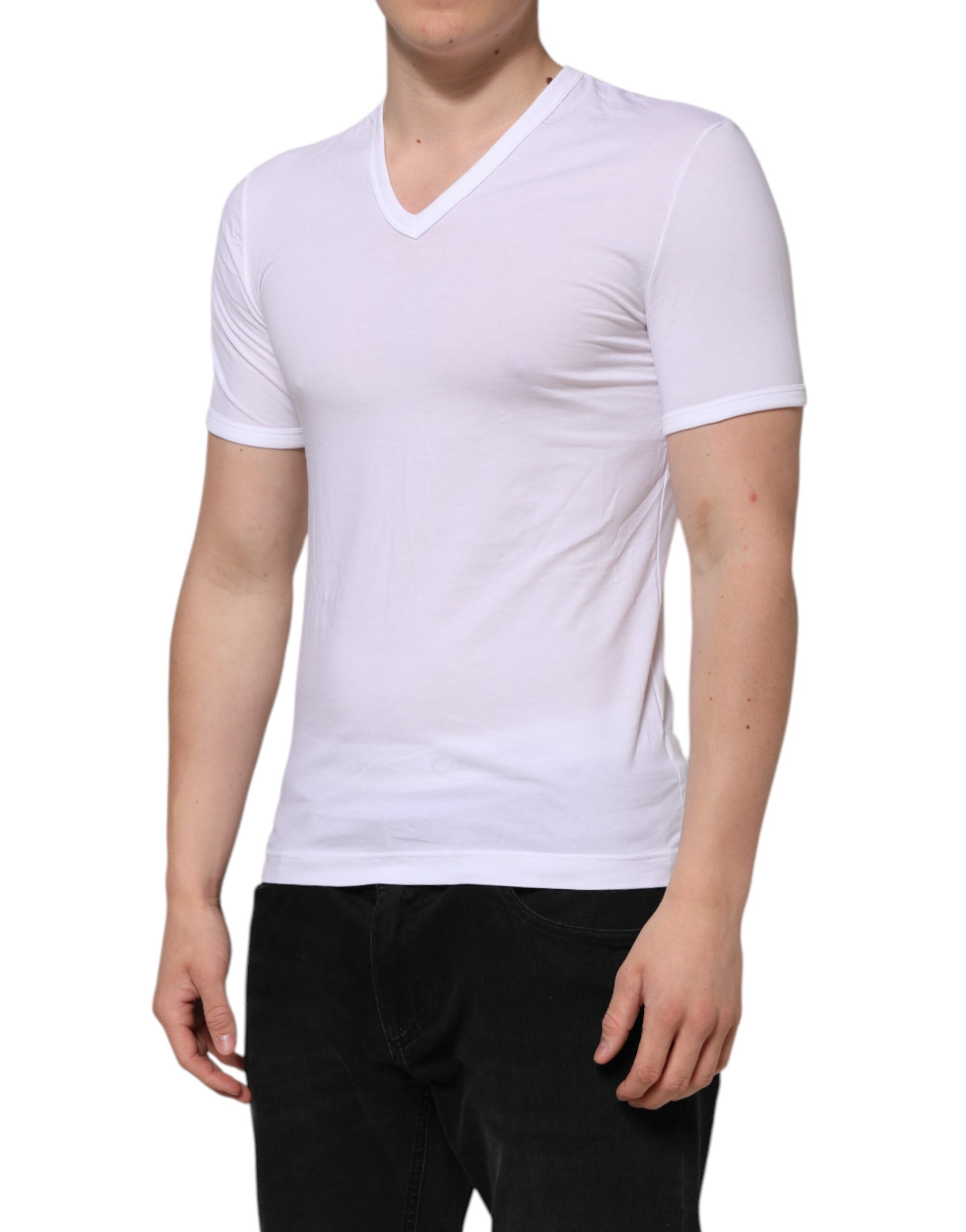 White Short Sleeves V-neck Underwear T-shirt - ventzia
