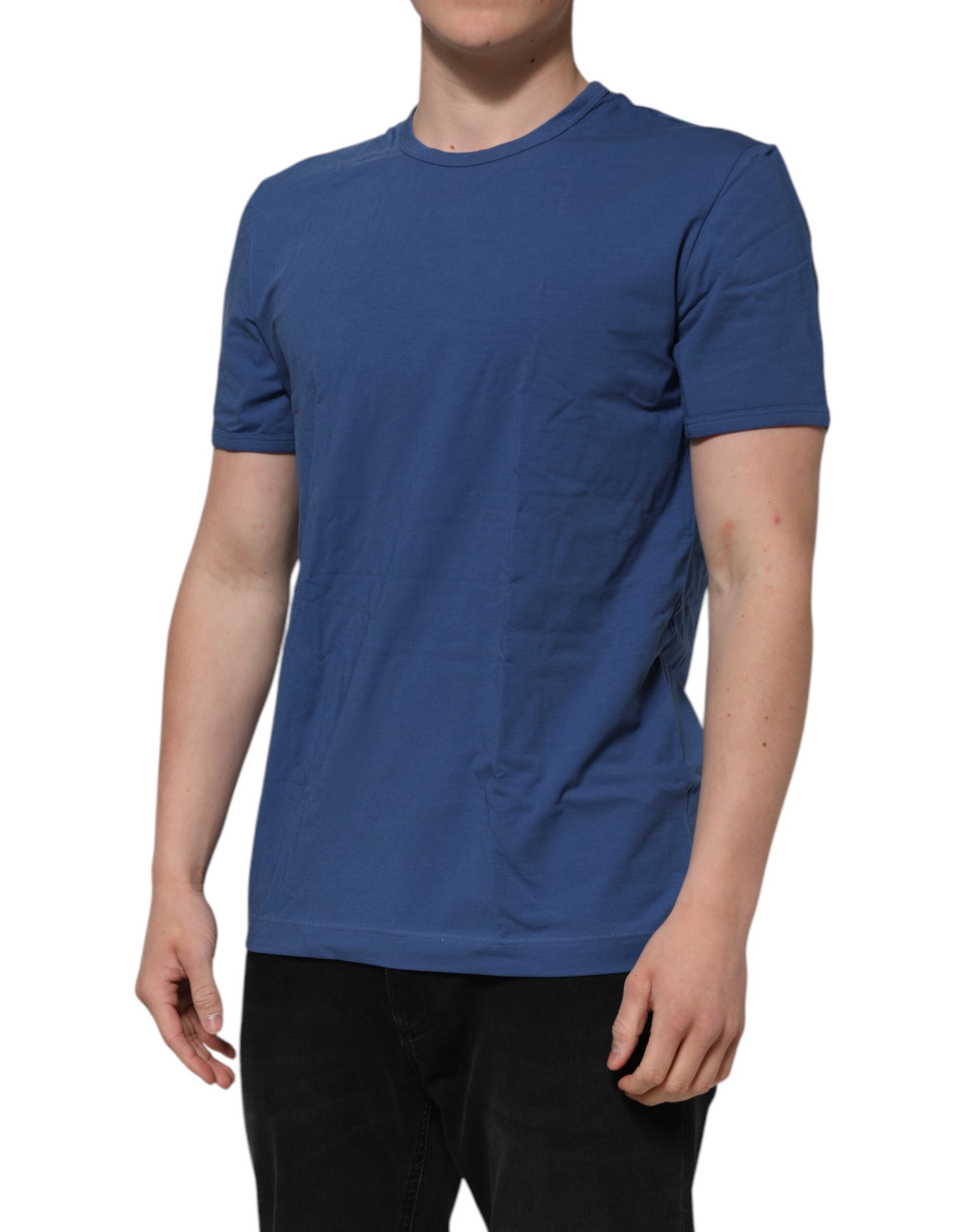 Blue Cotton Men Round Neck Underwear T-shirt - ventzia