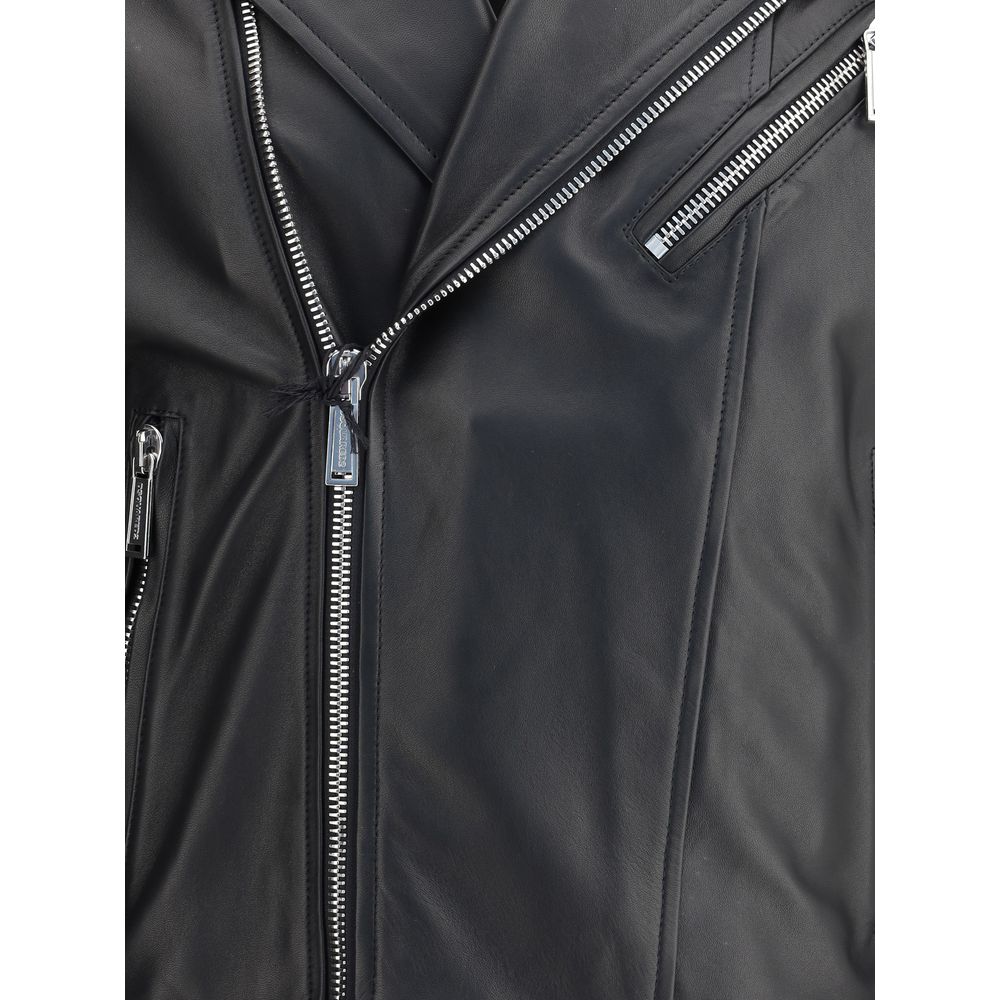Black Calf Leather Bos Taurus Biker Jacket