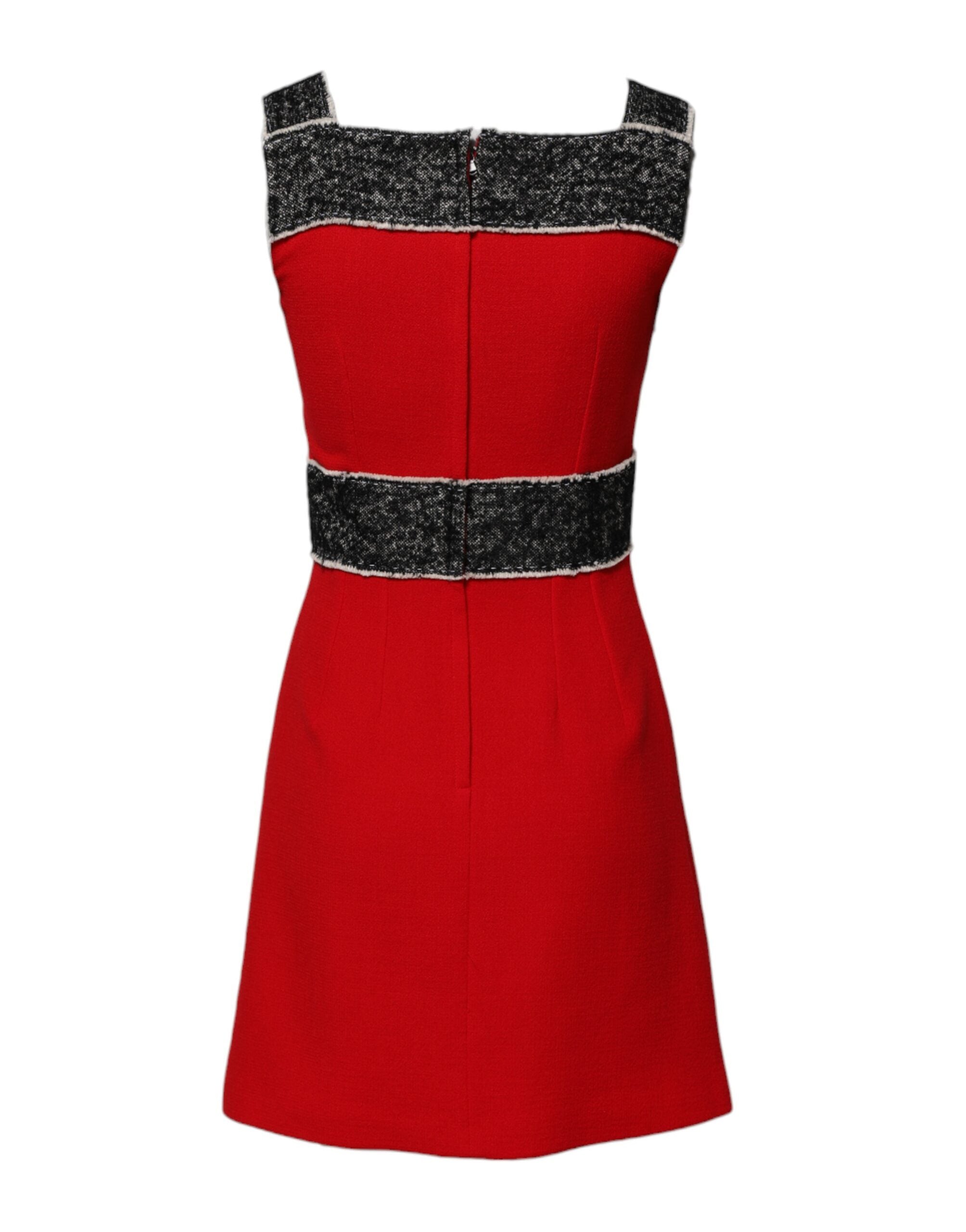 Red Wool Sleeveless A-line Flared Mini Dress - ventzia