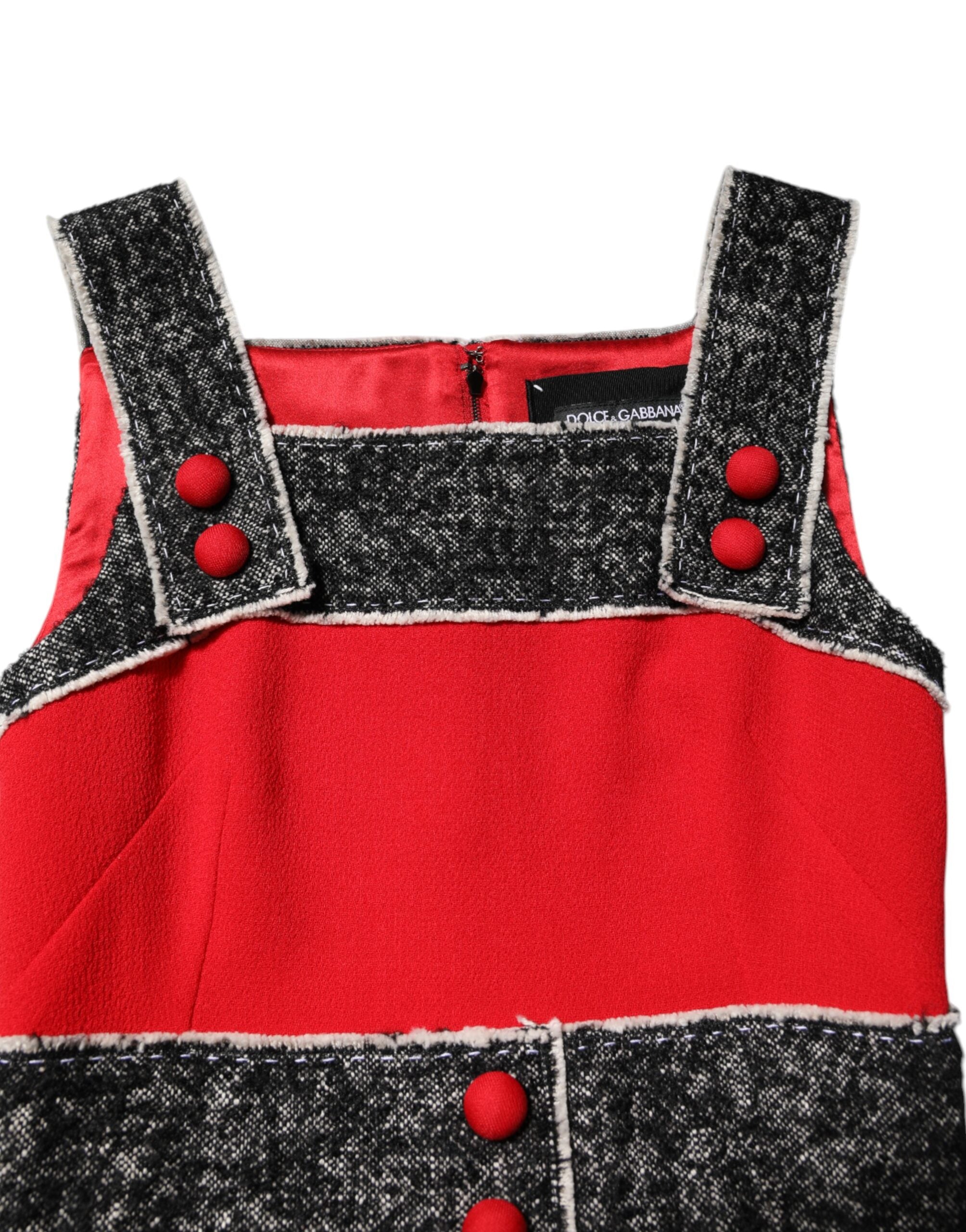 Red Wool Sleeveless A-line Flared Mini Dress - ventzia