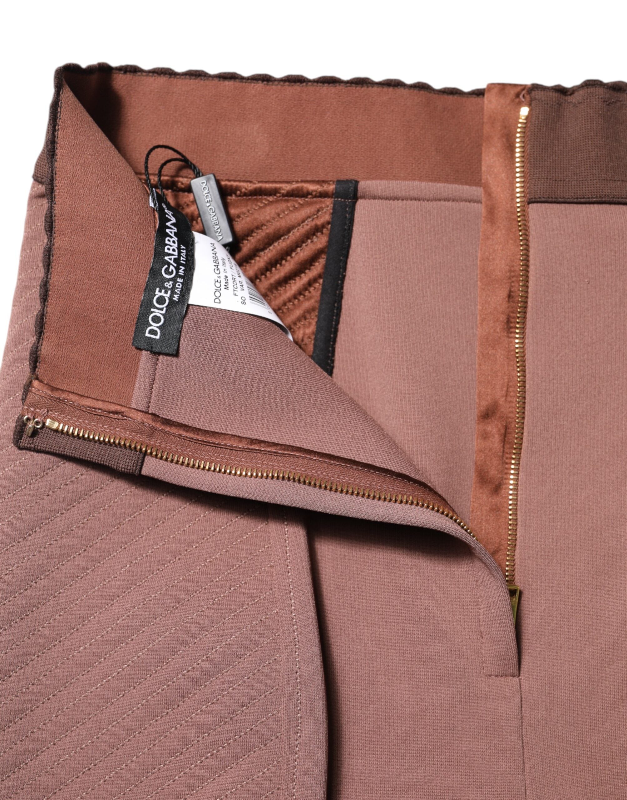 Brown Viscose High Waisted Hot Pants Shorts - ventzia